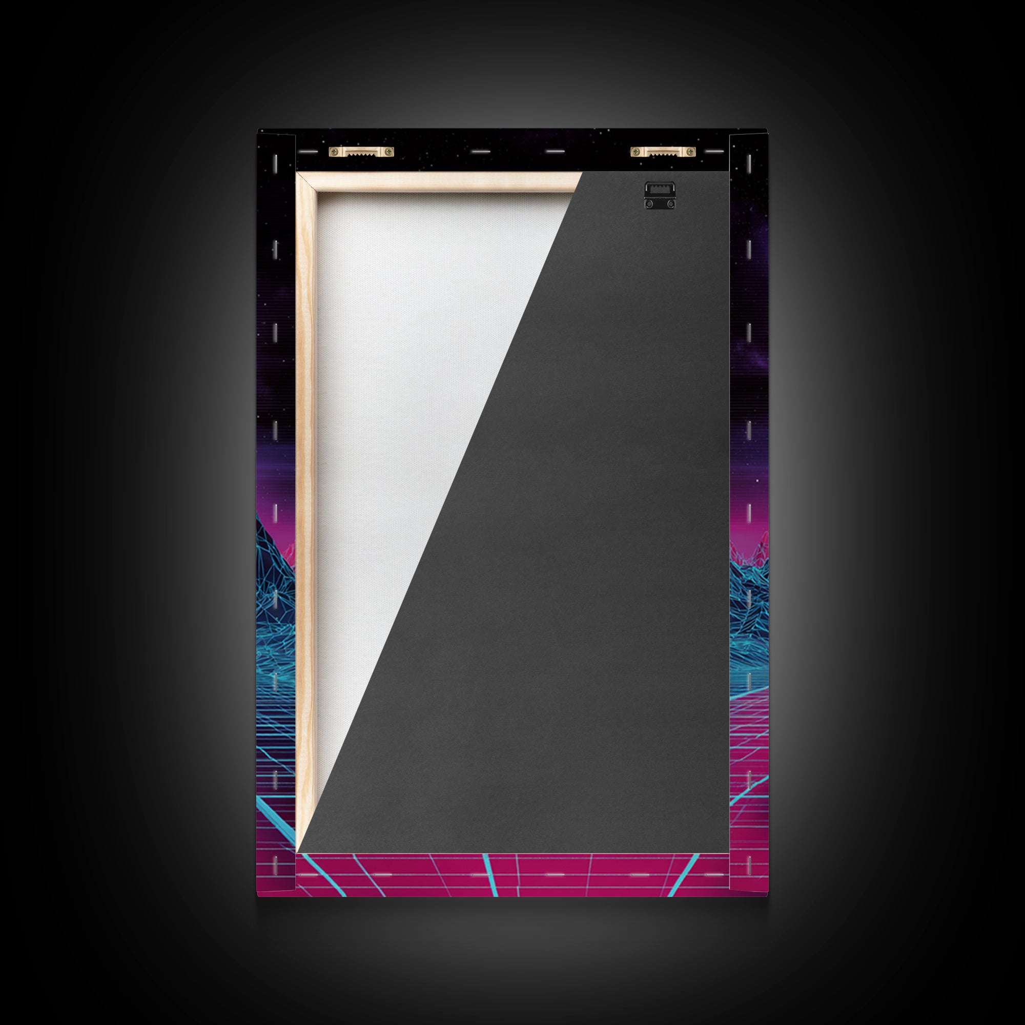Dynamic Black Ink Wave With Asian Calligraphy Minimalist Wall Art Framed Canvas Print