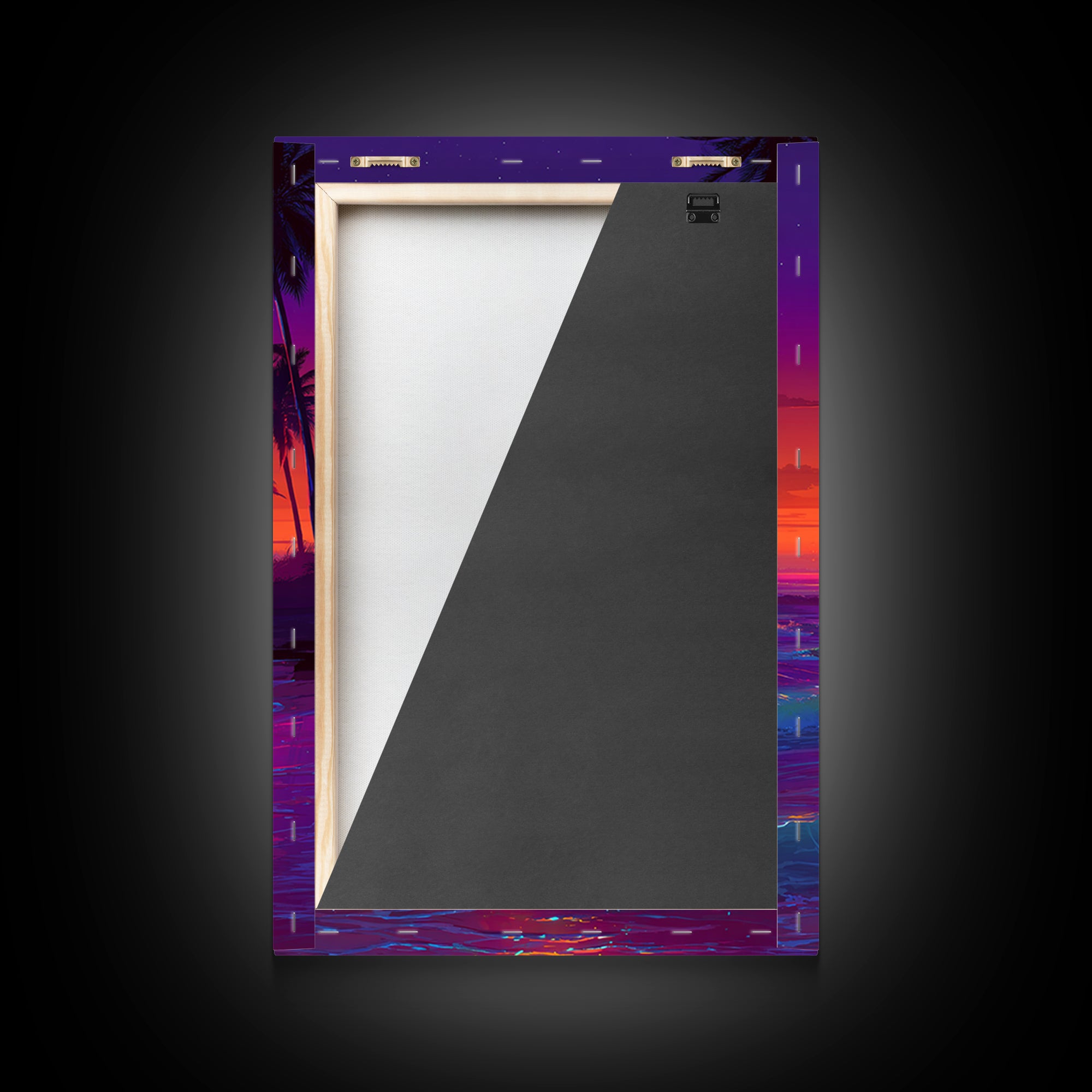 Illuminated Amethyst Tunnel With Vibrant Rainbow Lights Digital Art Framed Canvas Print For Magical Wall Art And Whimsical Home Decor