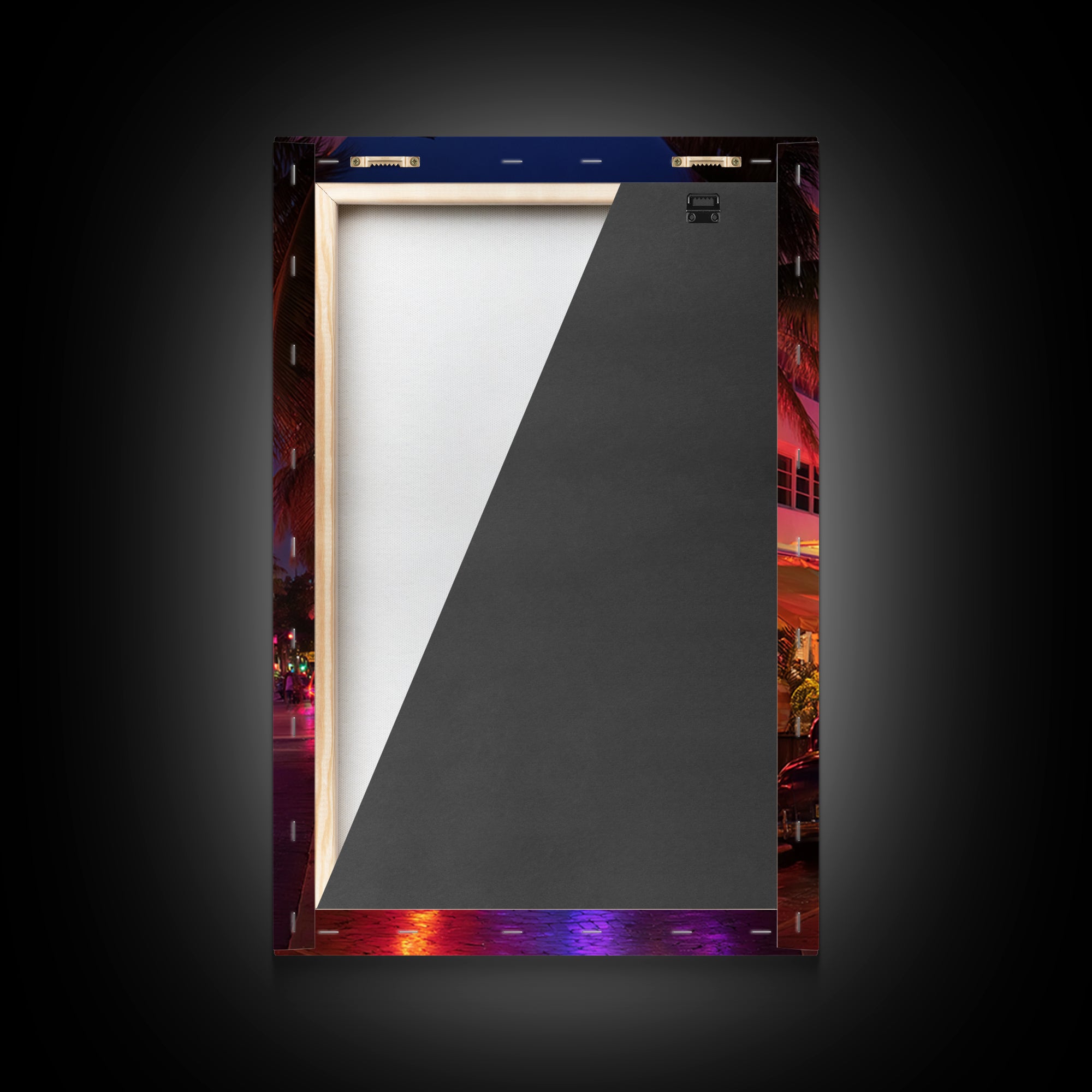 Digital Futuristic Waterfall With Vibrant Pink Light And Abstract Landscape Elements Modern Wall Art Print