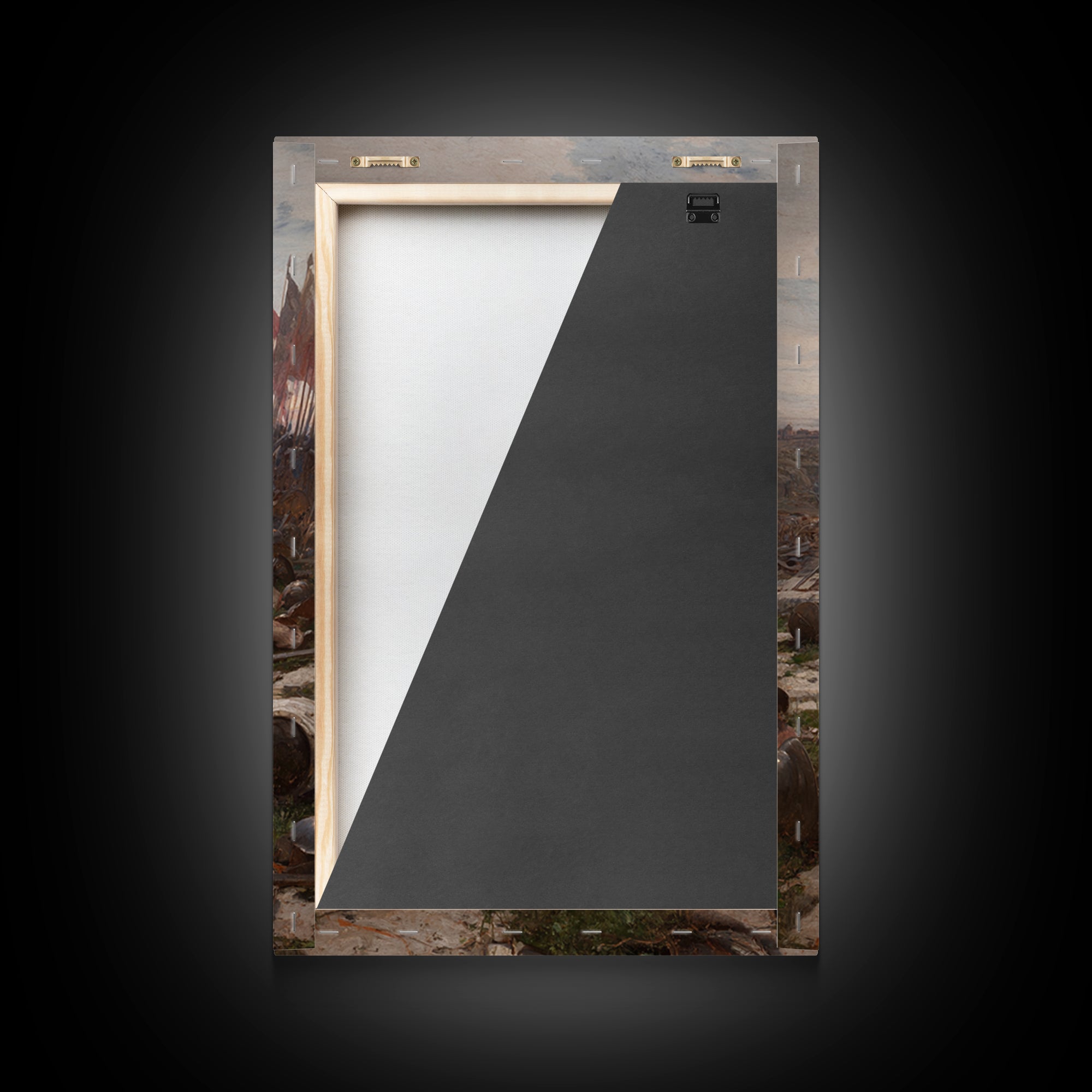 Lone Roman Soldier Framed Canvas Print, Battlefield Wall Art, Historical Warrior Oil Painting, Dark Academia Office Decor
