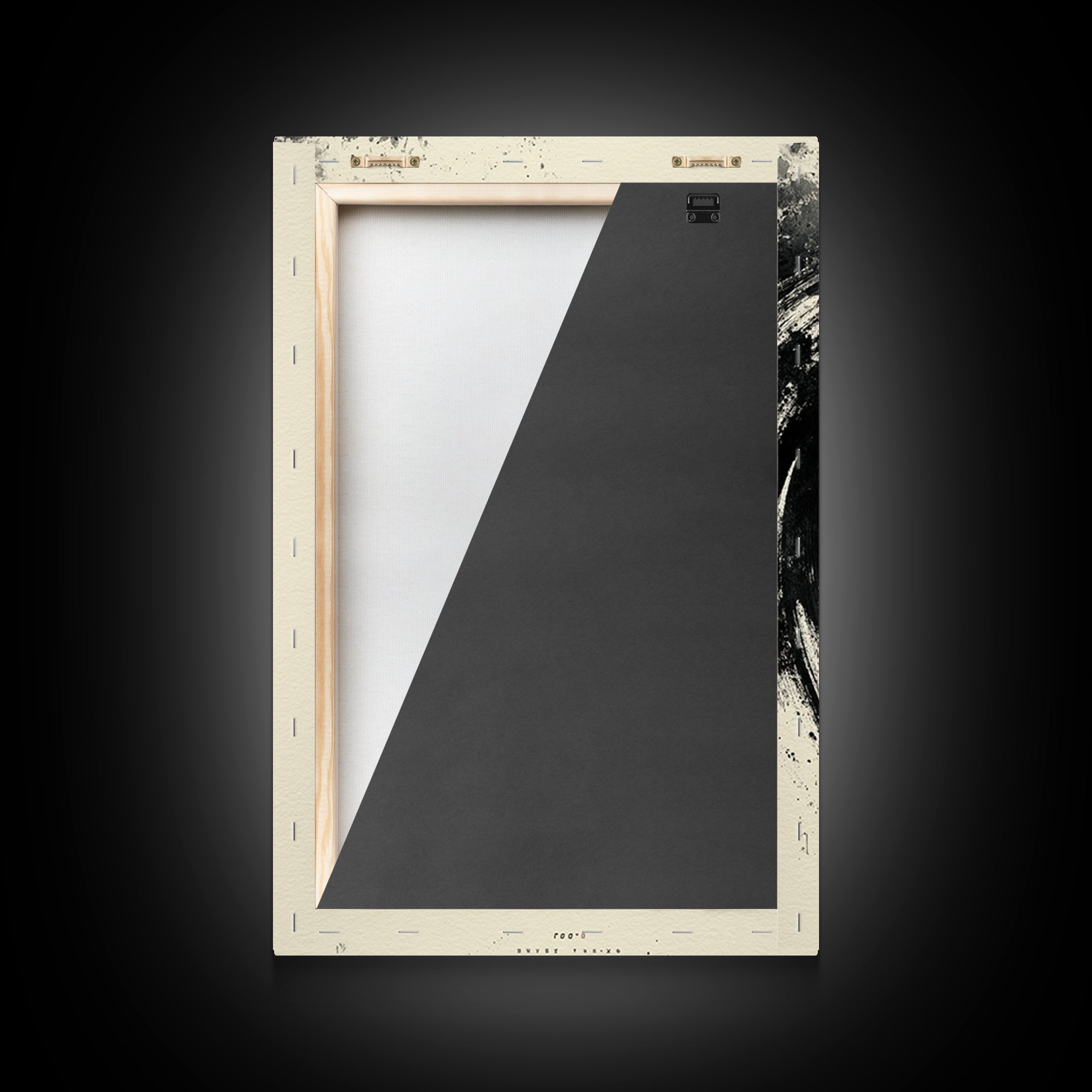 Serene Japanese Inspired Wave Ink Painting Minimalist Wall Art Framed Canvas Print