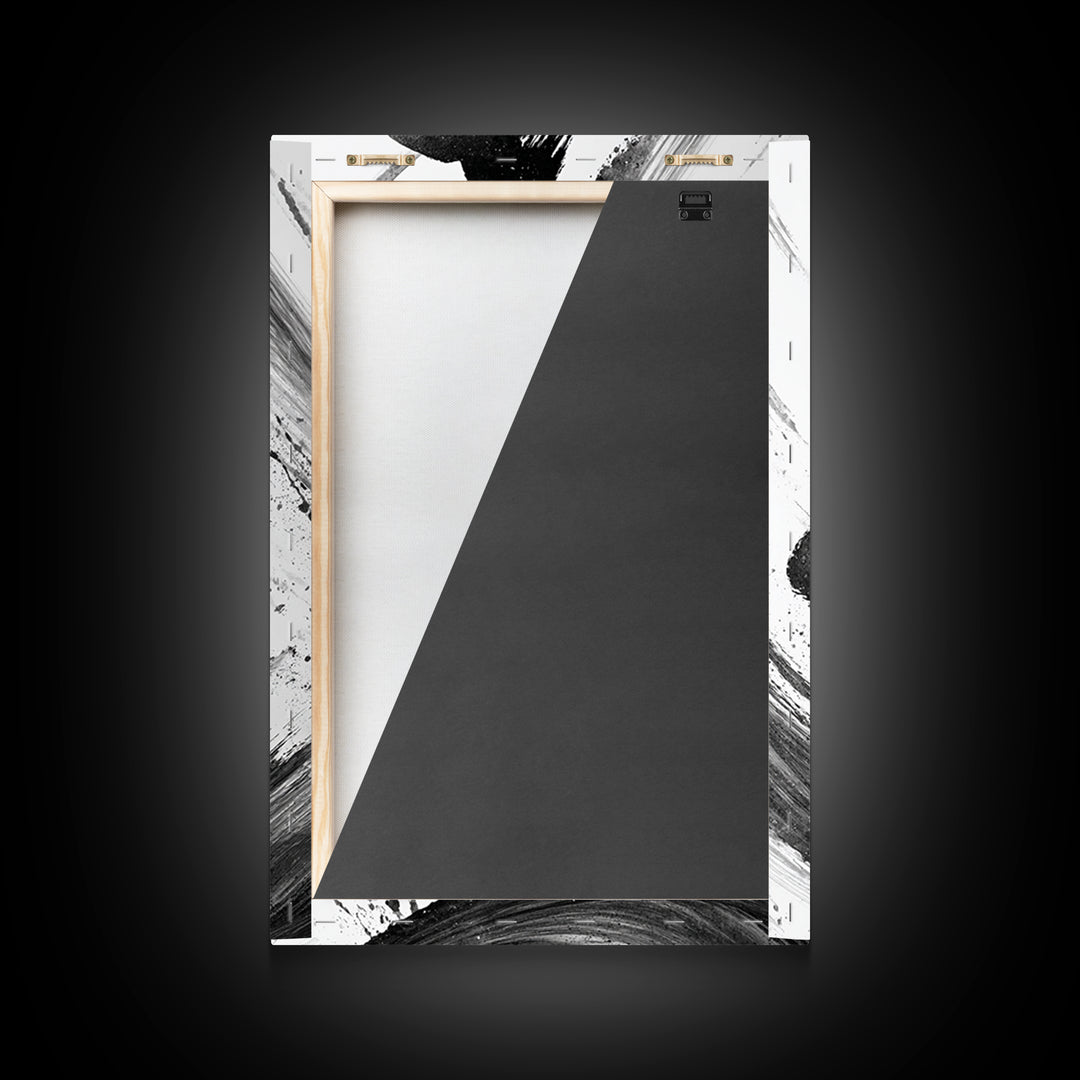 Abstract Japanese Kanji Calligraphy Bold Black Ink Brush Strokes Wall Art Canvas Print For Modern Asian Home Decor