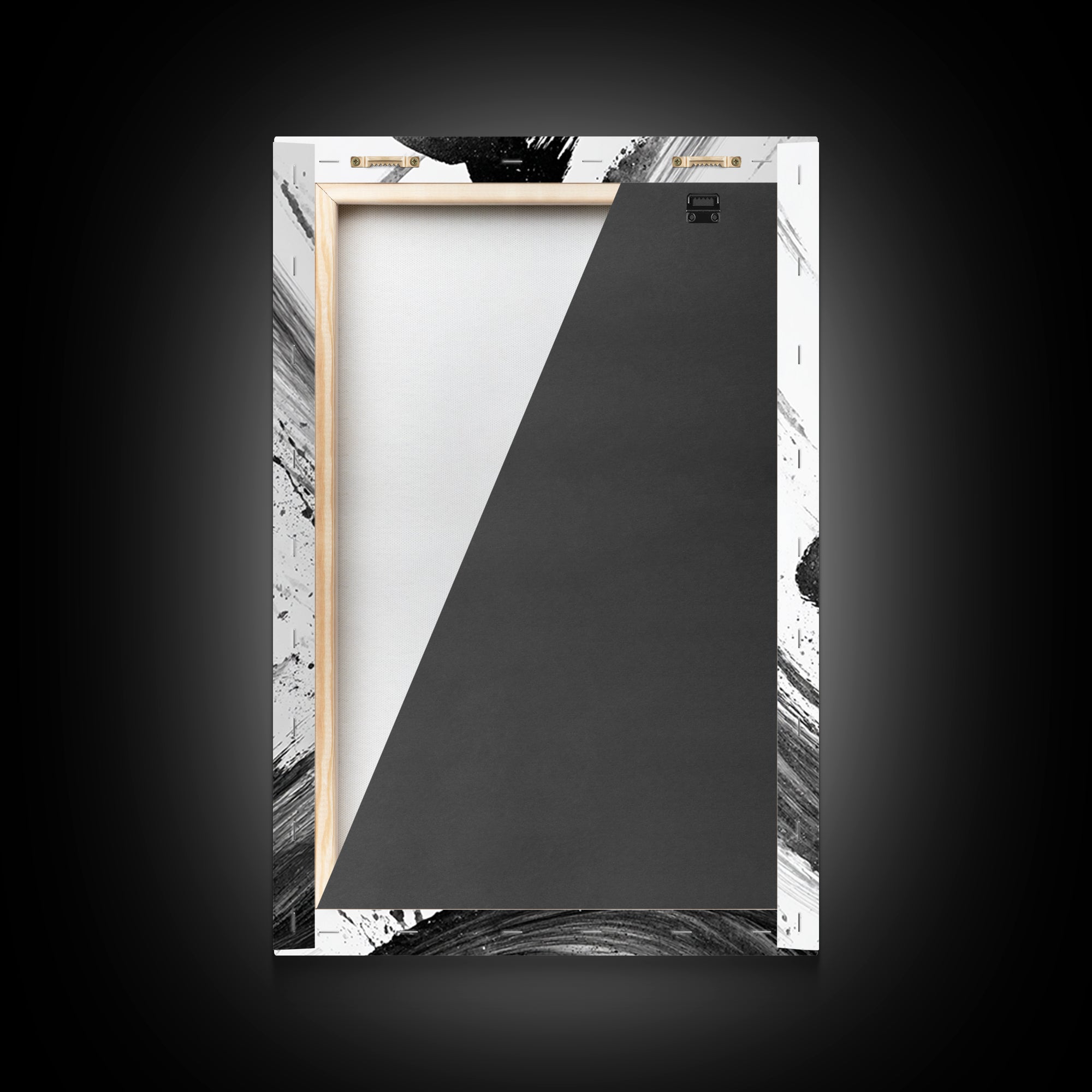 Abstract Japanese Kanji Calligraphy Bold Black Ink Brush Strokes Wall Art Canvas Print For Modern Asian Home Decor