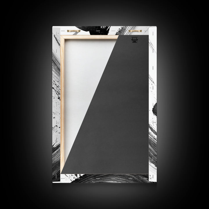 Abstract Japanese Kanji Calligraphy Bold Black Ink Brush Strokes Wall Art Canvas Print For Modern Asian Home Decor