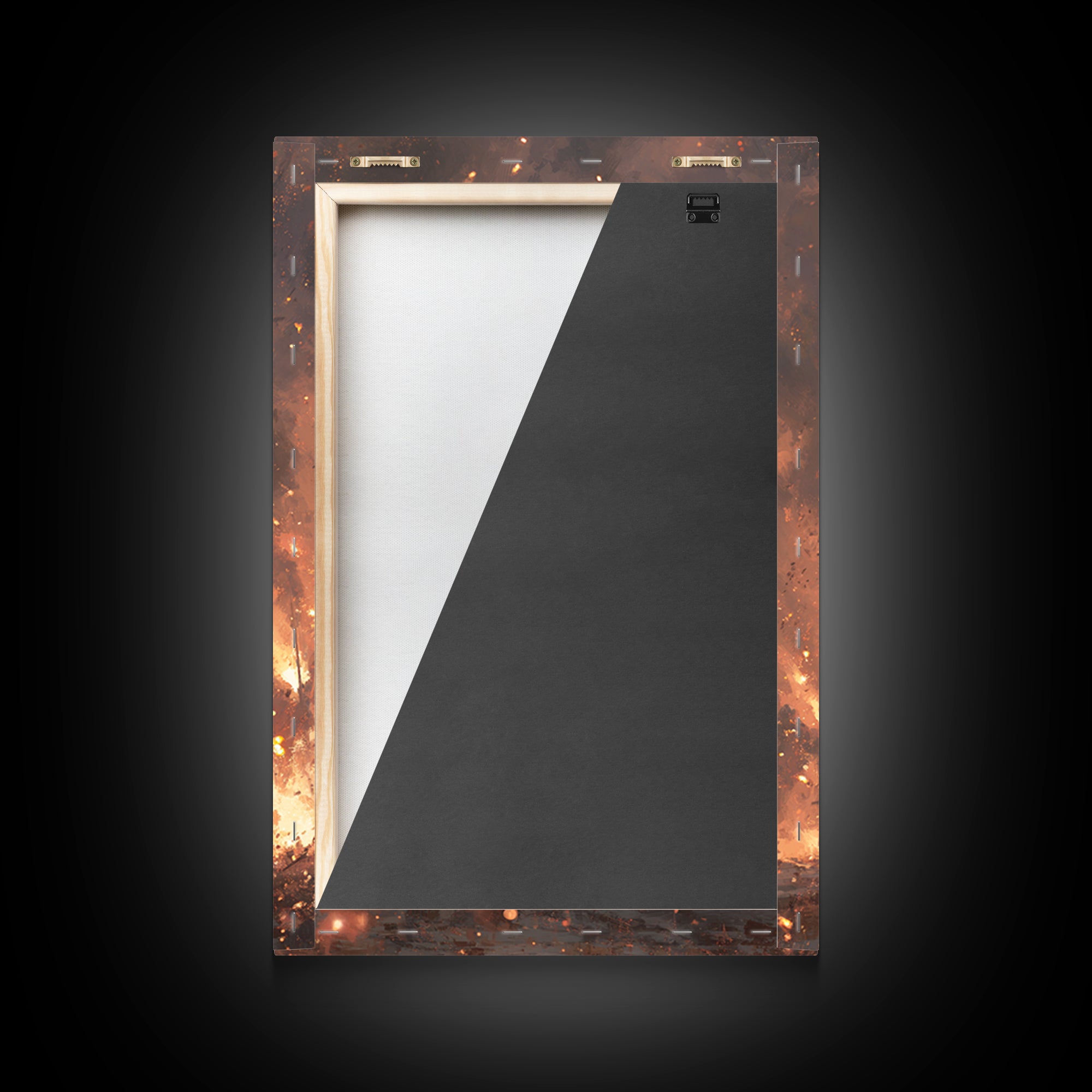 Knight Running Through Fire Wall Art, Dark Fantasy Medieval Battle Print, Gothic Warrior Canvas Decor, Dramatic Game Room Art