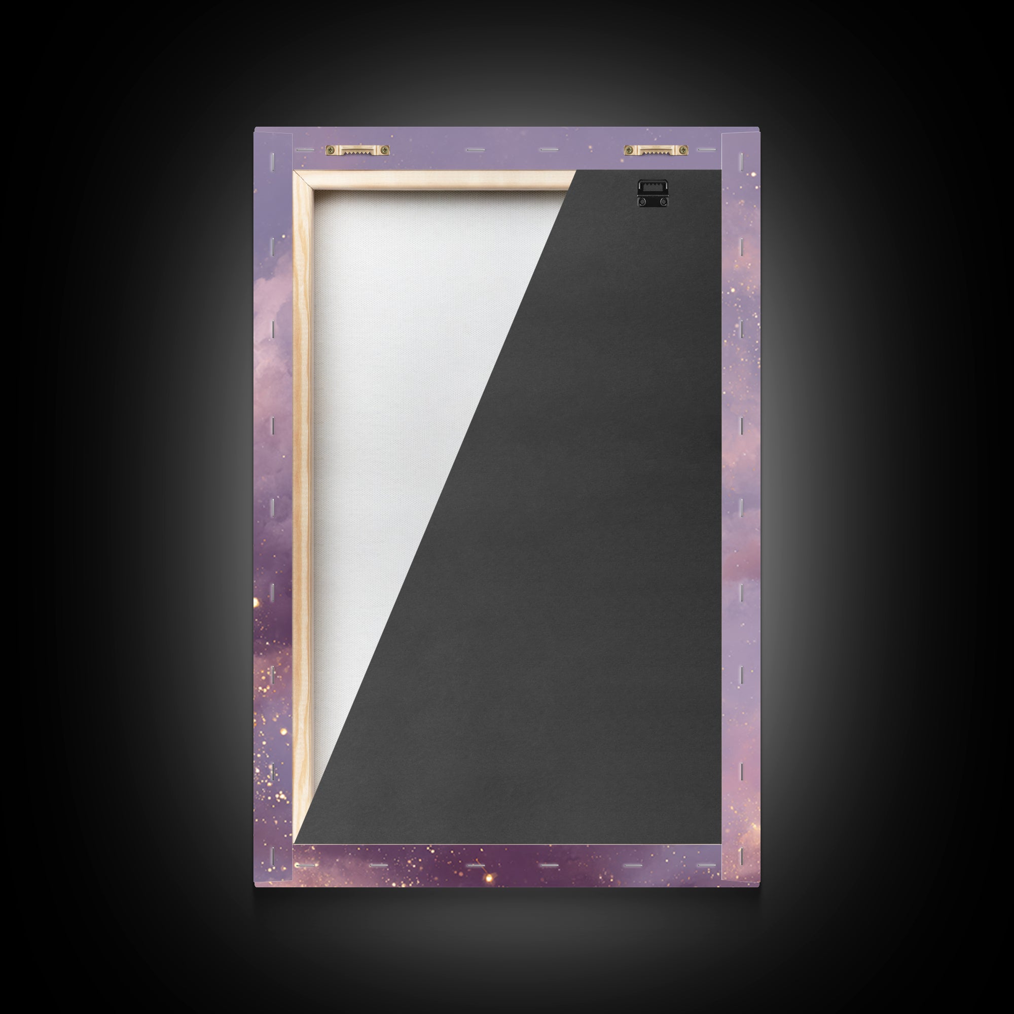 Glowing Moon And Star Cloud Wall Art, Lavender Celestial Canvas, Zodiac Constellation Decor, Dreamy Bedroom Print For Her