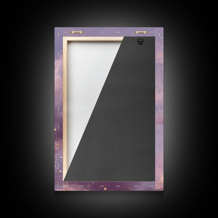 Glowing Moon And Star Cloud Wall Art, Lavender Celestial Canvas, Zodiac Constellation Decor, Dreamy Bedroom Print For Her