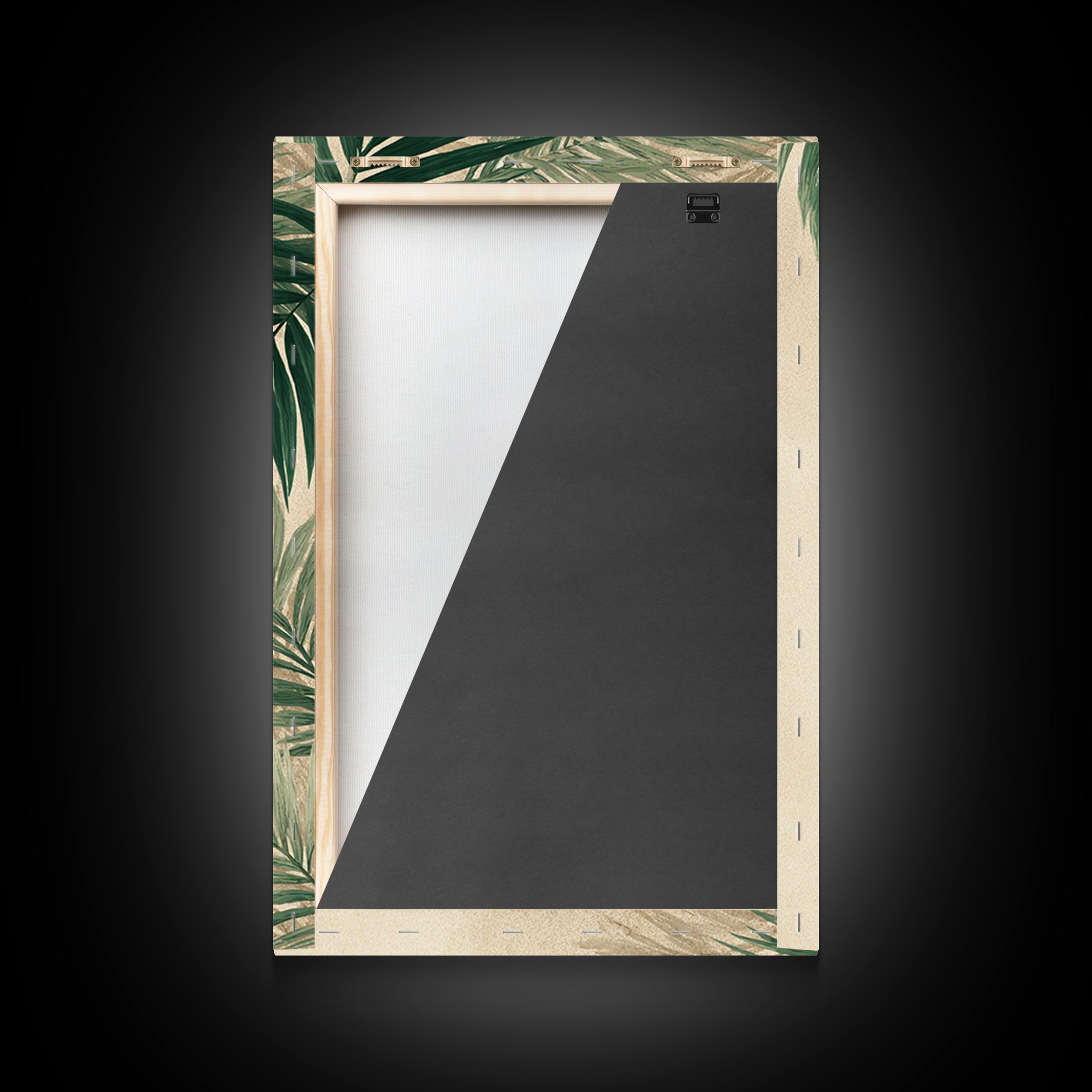 Palm Leaf Corner Botanical Wall Art, Minimal Tropical Canvas Print, Beige Coastal Decor For Living Room Bedroom Modern Wall Decor