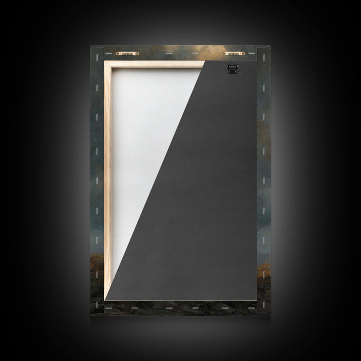 Knight Kneeling Beside Sword With Stormy Sky Dramatic Medieval Armor Wall Art Canvas Print For Office Decor