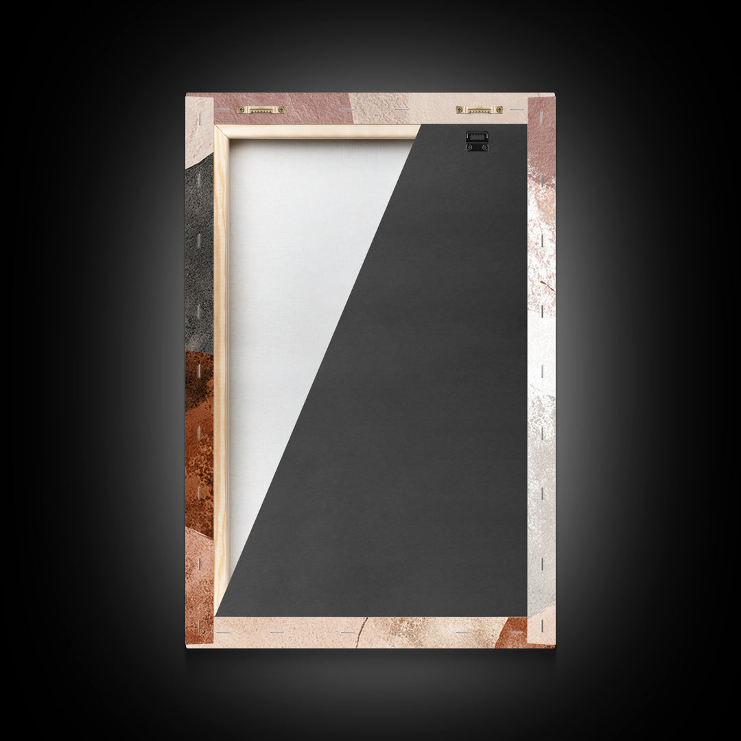 Neutral Abstract Shape Framed Canvas Print, Modern Wall Art, Terracotta Beige Black Decor, Contemporary Living Room Art Print