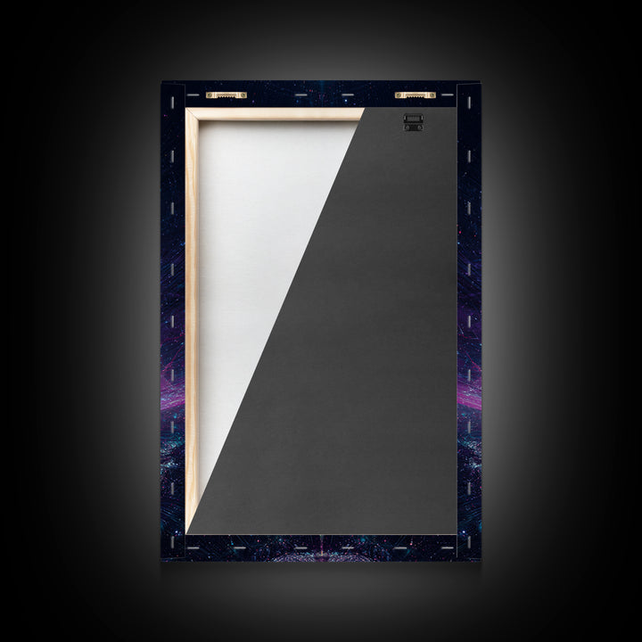 Futuristic Neon Glowing Pyramid Sci Fi Digital Art Canvas Print Modern Abstract Wall Art For Office Home Decor