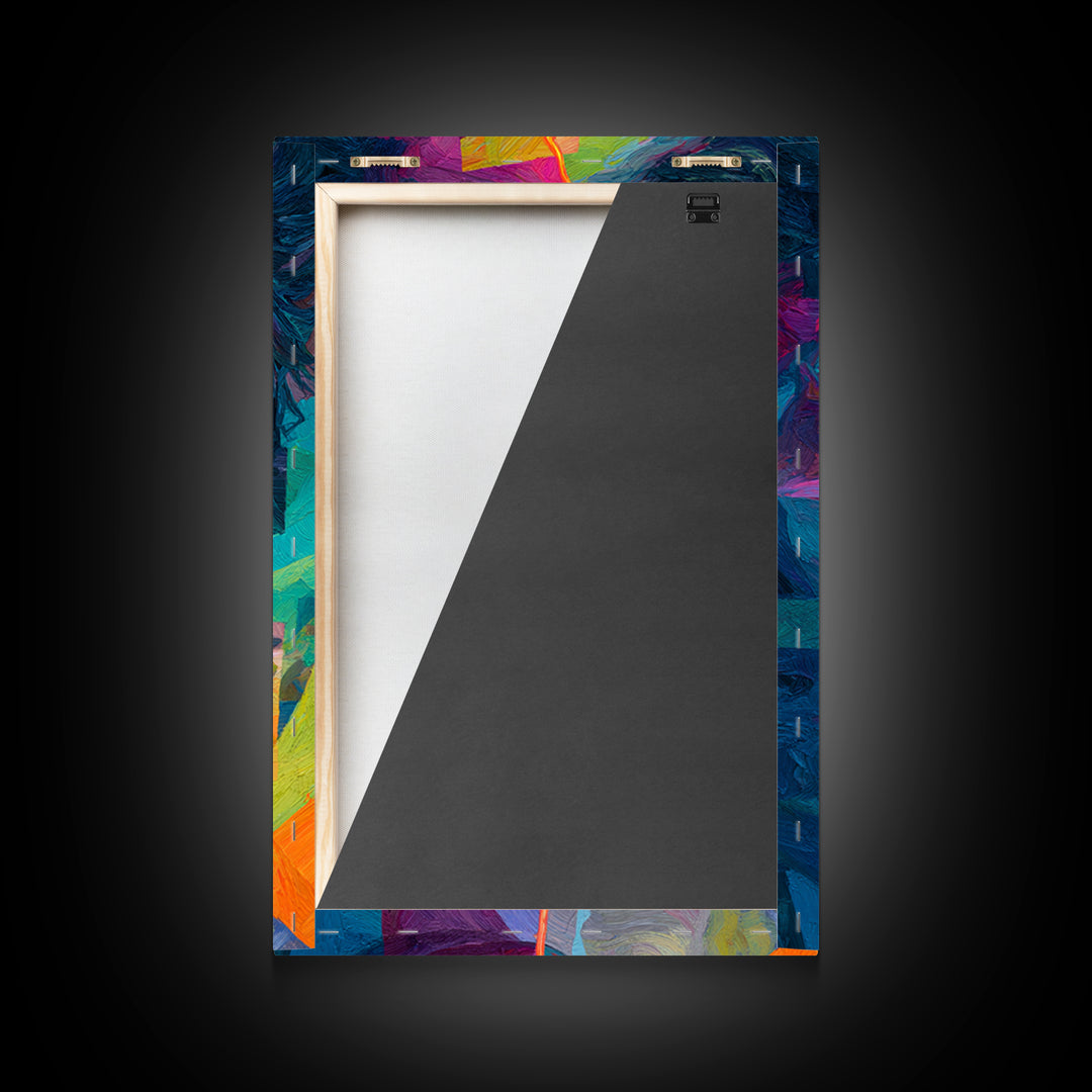 Colorful Abstract Portrait With Bold Brushstrokes And Geometric Lines Wall Art Framed Canvas Print For Modern Art Lovers