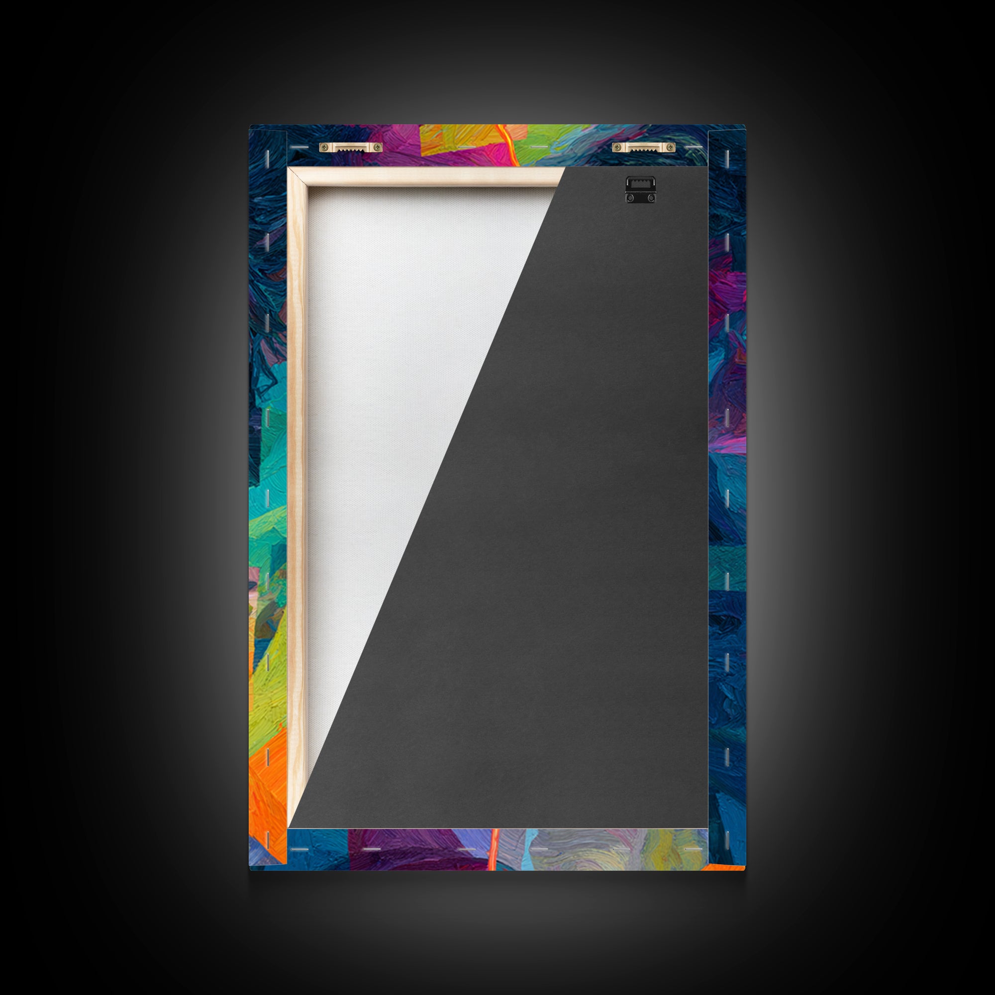 Colorful Abstract Portrait With Bold Brushstrokes And Geometric Lines Wall Art Framed Canvas Print For Modern Art Lovers