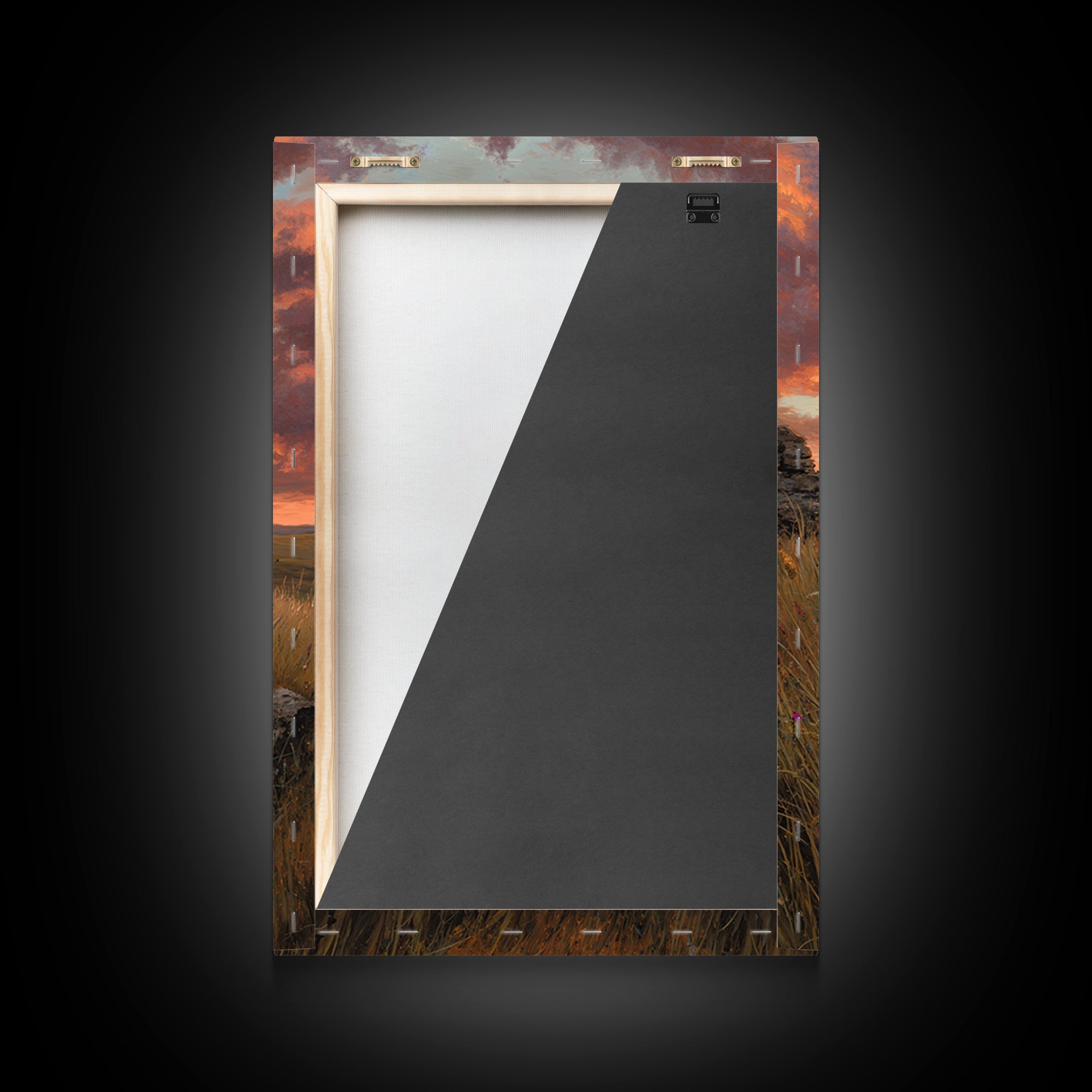 Sunset Cemetery Scene Oil Painting With Striking Sky And Crosses Wall Art Framed Canvas Print For Living Room Decor