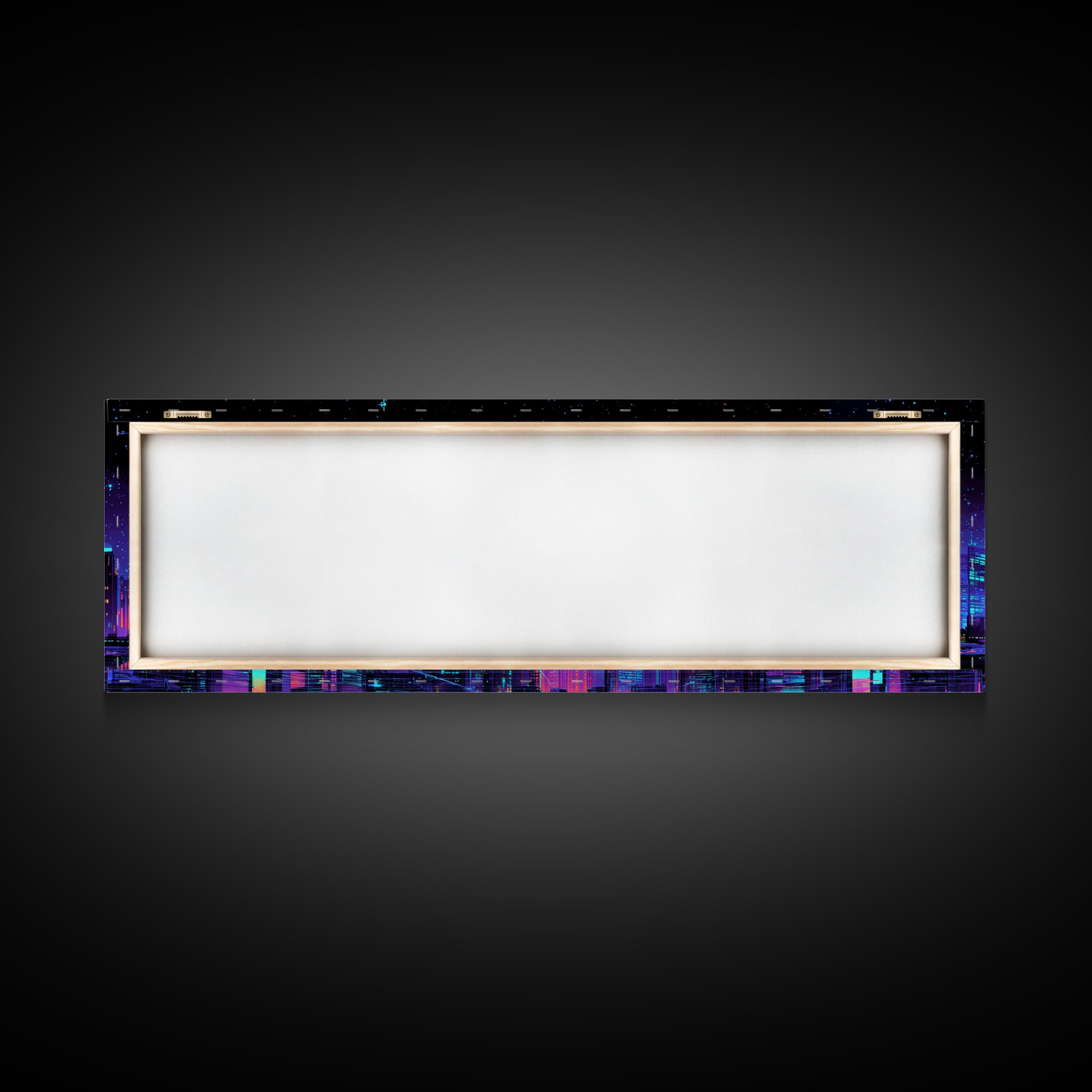 Neon Cyberpunk City Skyline Wall Art, Futuristic Urban Canvas Print, Vaporwave Gaming Room Decor, Sci Fi Office Poster Art