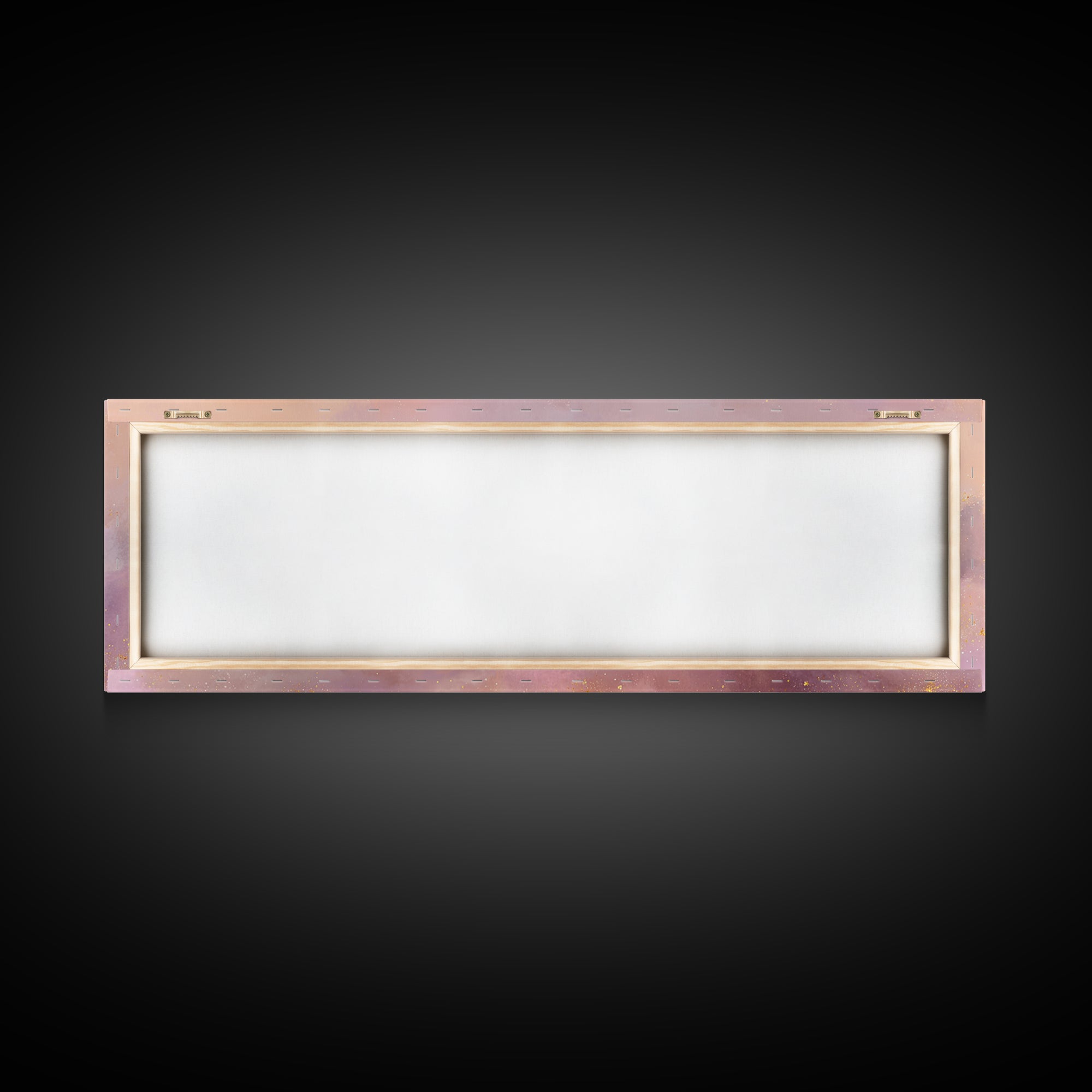 Peach Crescent Moon Over Pastel Clouds Framed Canvas Print, Celestial Wall Art, Soft Nursery Decor, Calming Bedroom Art Print