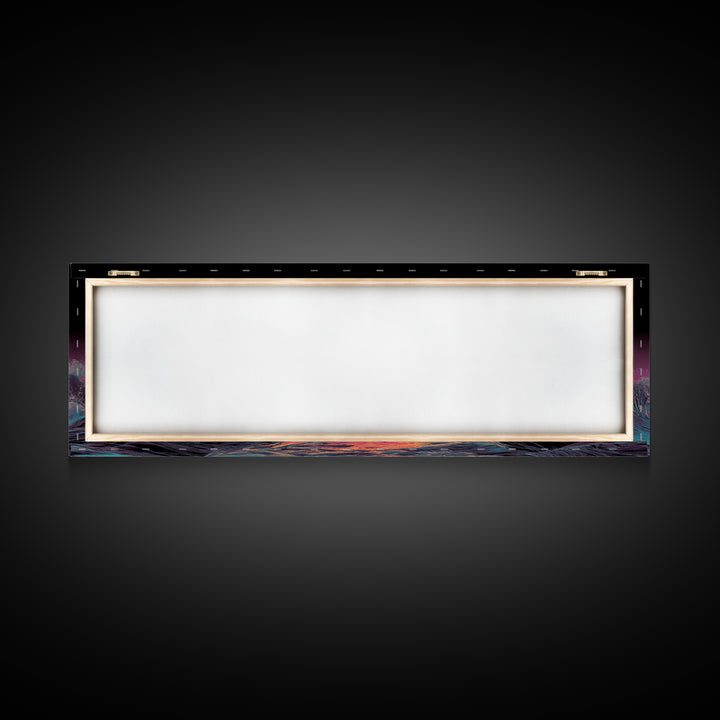 Retro Synthwave Ocean Sunset Wall Art, Neon Seascape Print, Vaporwave Coastal Decor, Futuristic Waves, Modern Gaming Room Art