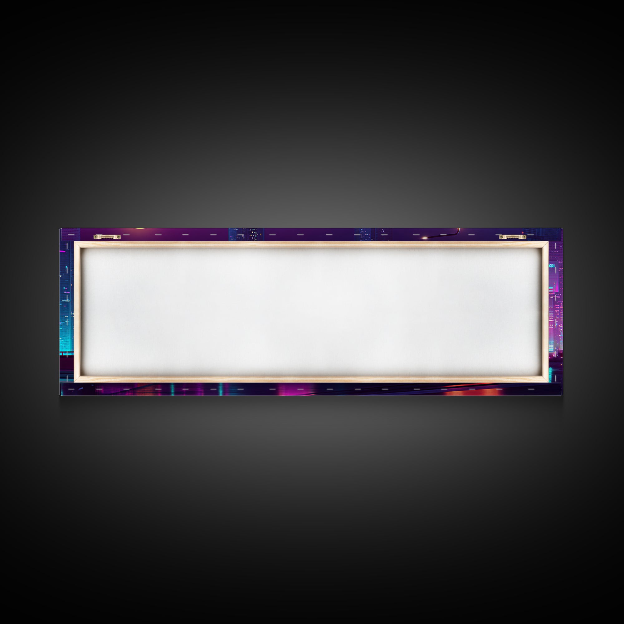 Cyberpunk Neon City Highway Canvas Print, Futuristic Car Wall Art, Synthwave Gaming Room Decor For Office And Man Cave Wall Decor