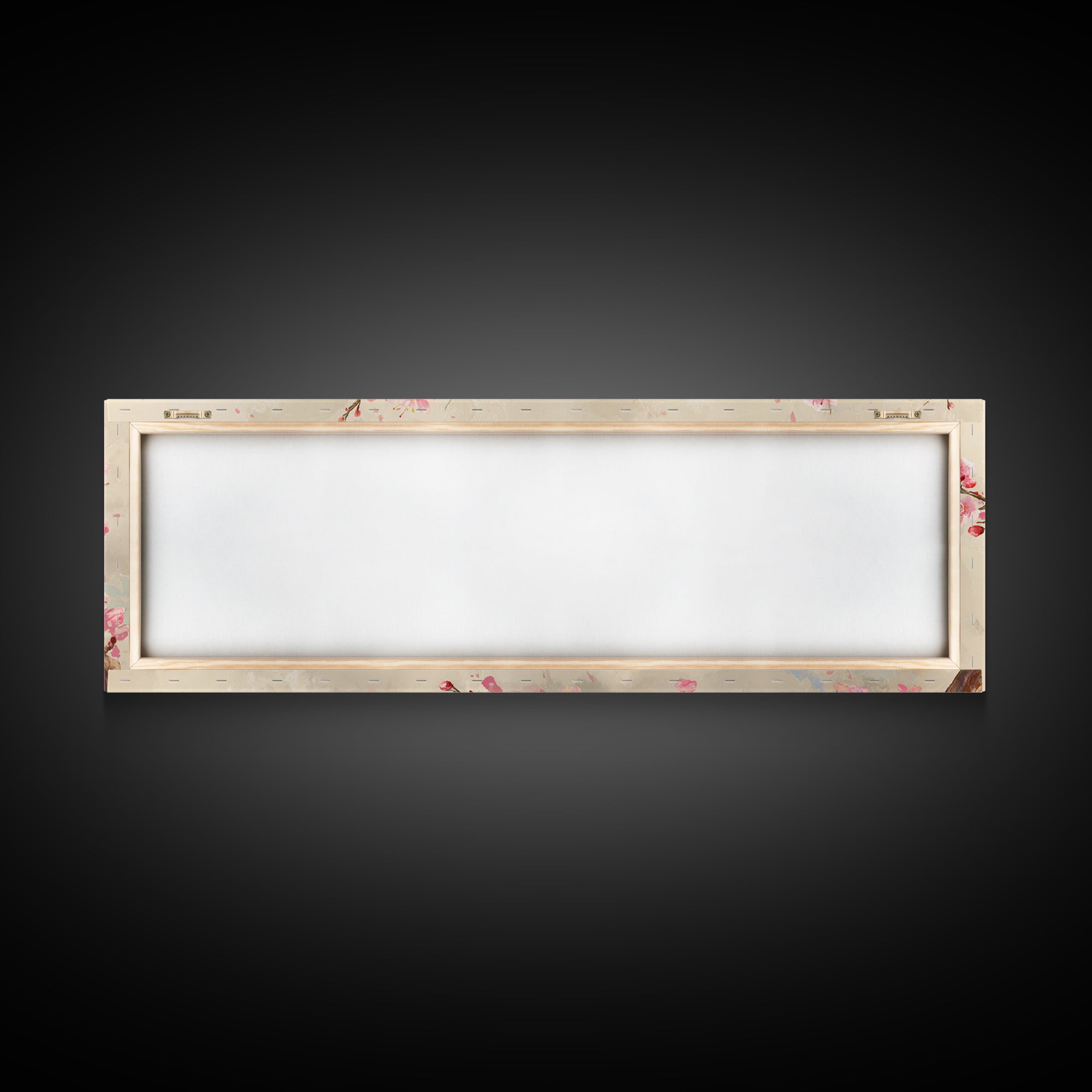 Pink Cherry Blossom Branch Canvas Print, Japanese Spring Wall Art, Botanical Floral Decor, Above Bed Panoramic Artwork Gift