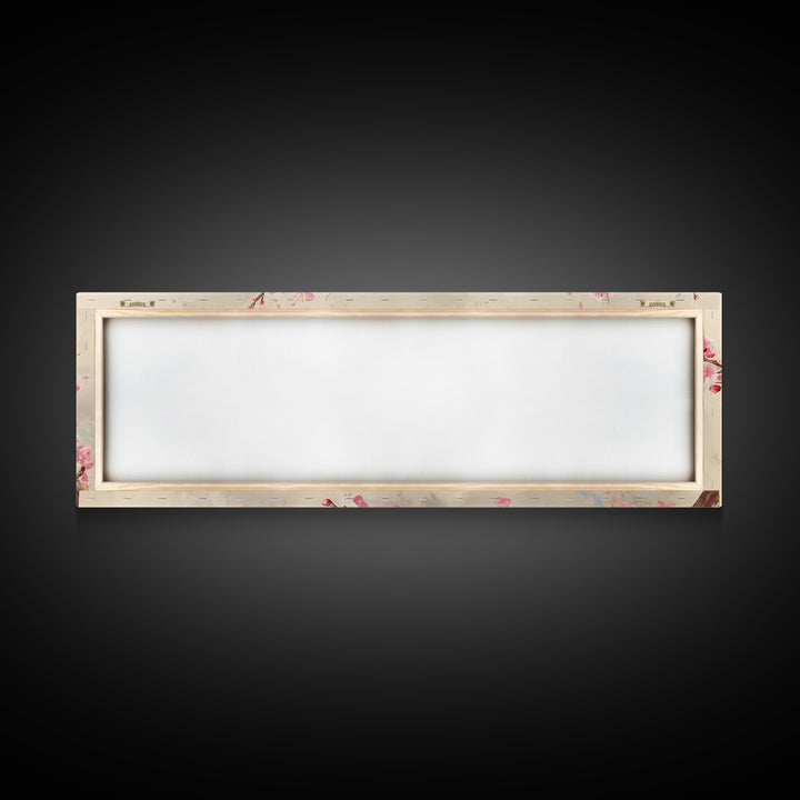Pink Cherry Blossom Branch Canvas Print, Japanese Spring Wall Art, Botanical Floral Decor, Above Bed Panoramic Artwork Gift