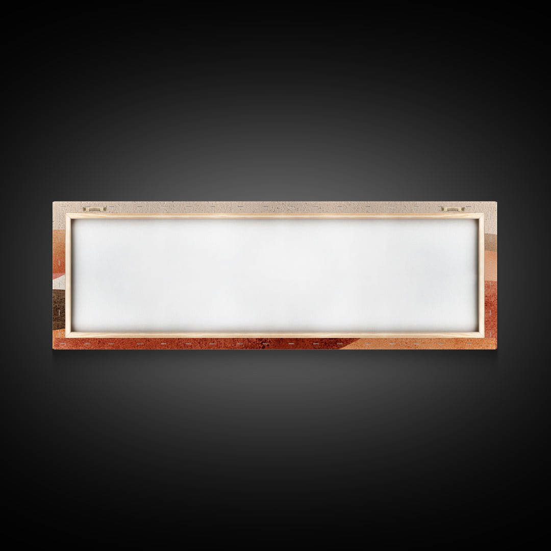 Soft Rolling Hills And Red Sun Wall Art, Abstract Landscape Canvas Print, Earth Tone Decor, Large Horizontal Living Room Art