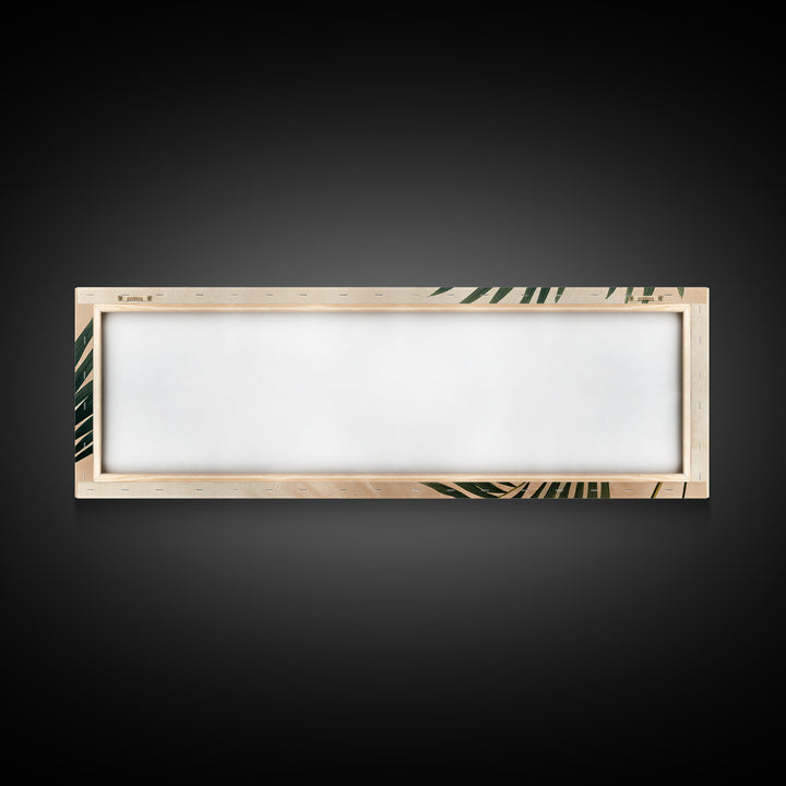 Tropical Palm Leaf Shadows Wall Art, Minimal Botanical Canvas Print, Coastal Boho Home Decor, Neutral Beige Living Room Art