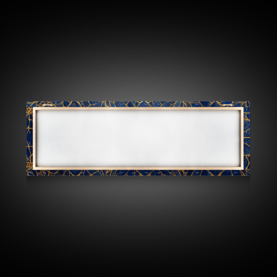 Detailed Blue And Gold Islamic Geometric Pattern Canvas Print For Elegant Religious Home Decor