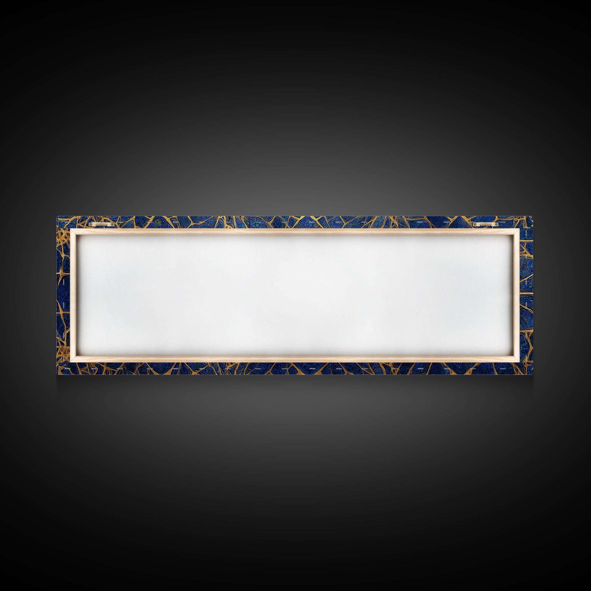 Detailed Blue And Gold Islamic Geometric Pattern Canvas Print For Elegant Religious Home Decor