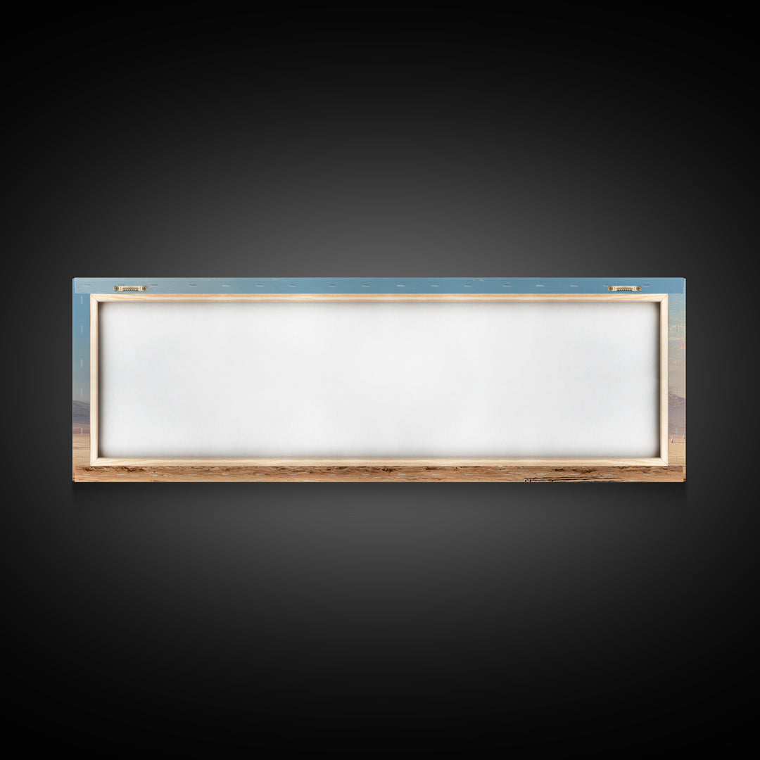 Spiritual Pilgrimage Across Expansive Desert Landscape With Mountaintops Wall Art