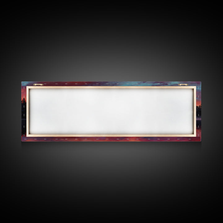 Calm Lake And Canoe At Sunrise With Soft Light Framed Canvas Print Nature Wall Art For Bedroom Decor