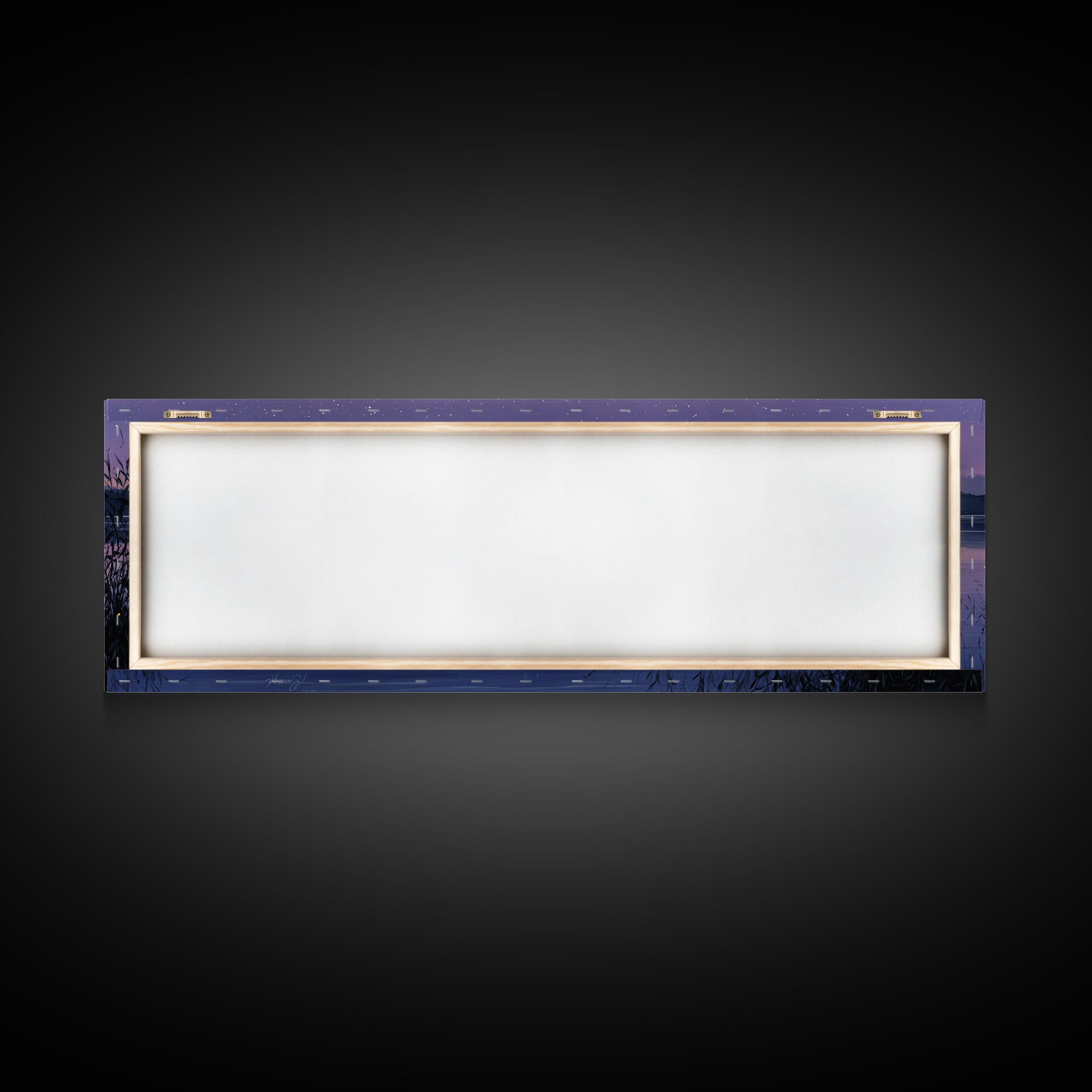 Twilight Lake Boat Framed Canvas Print, Starry Purple Mountain Landscape, Peaceful Cabin Wall Art For Cozy Bedroom Decor