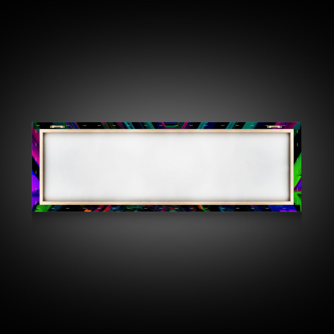 Neon Geometric Tunnel Reflection Canvas Print, Cyberpunk Wall Art, Futuristic Abstract Art, Gaming Room Decor, Vaporwave Poster