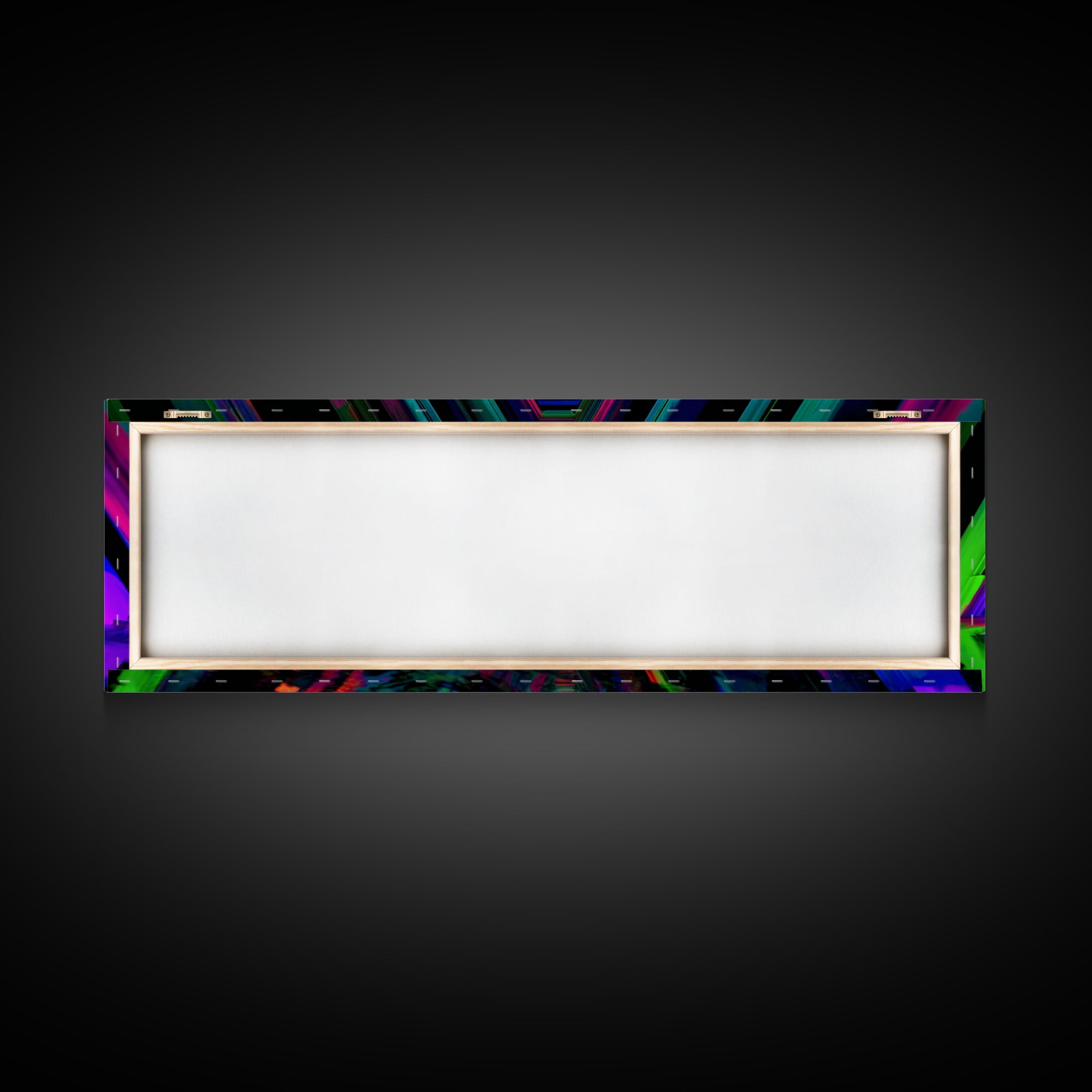 Neon Geometric Tunnel Reflection Canvas Print, Cyberpunk Wall Art, Futuristic Abstract Art, Gaming Room Decor, Vaporwave Poster