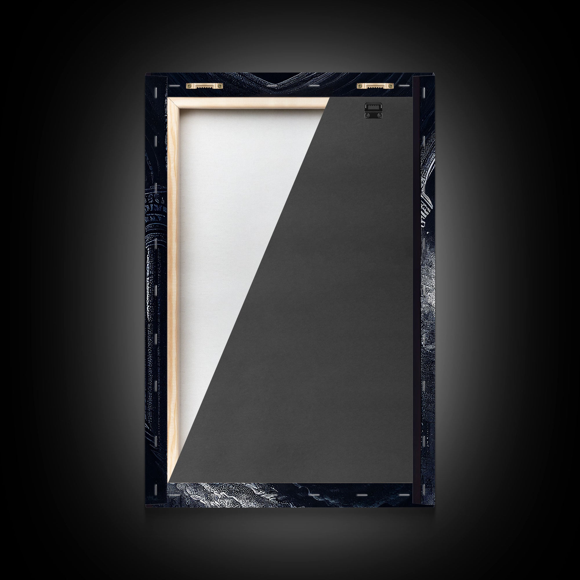 Black and white fantasy dragon, framed canvas print