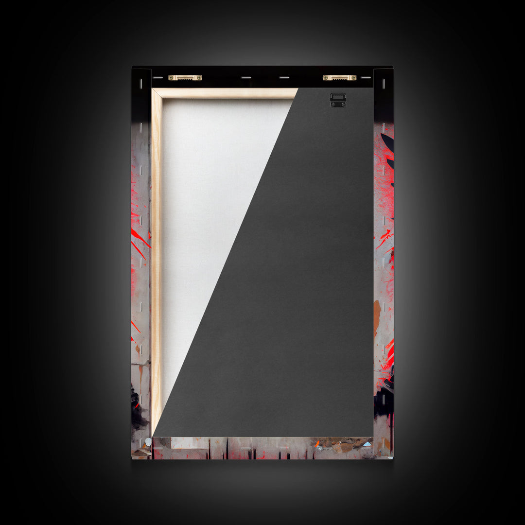 Graffiti angel art, framed canvas print, urban art