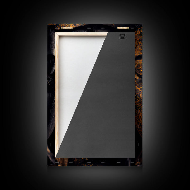 Golden eyed buddha statue framed canvas print, art for yoga studio, zen art