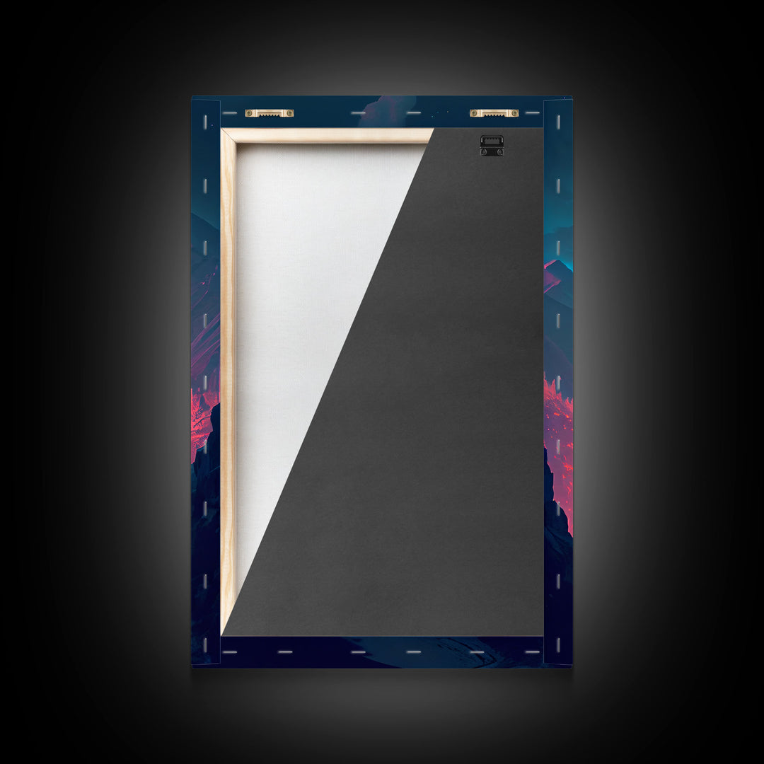 Fire-Watch, Watch Tower art, vaporwave aesthetic wall art, framed canvas print