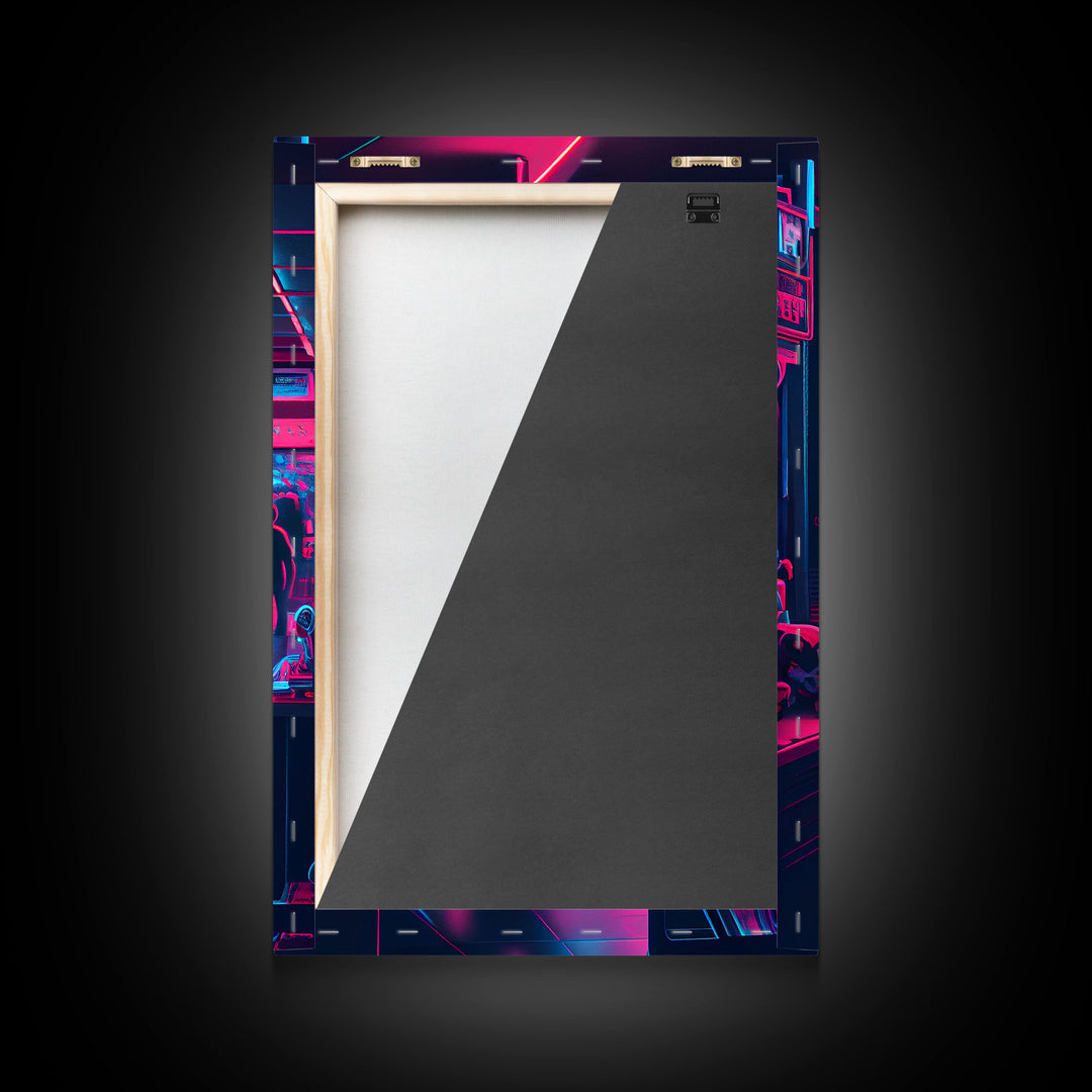 Game Room Decor, Framed Canvas Print, Synthwave Arcade, Boys Room, Gamer Gift, Gaming Wall Art, Video Game Posters, Teen Room