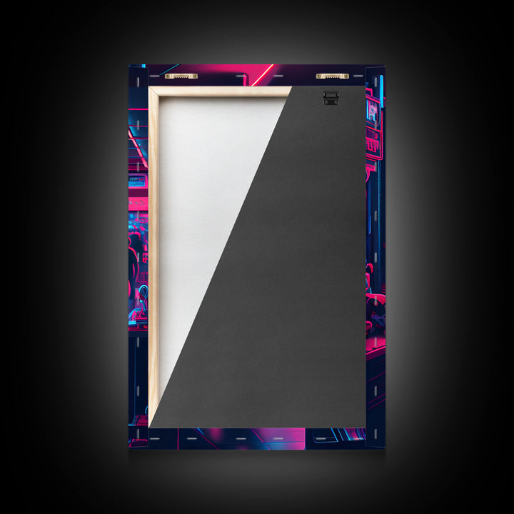 Game Room Decor, Framed Canvas Print, Synthwave Arcade, Boys Room, Gamer Gift, Gaming Wall Art, Video Game Posters, Teen Room