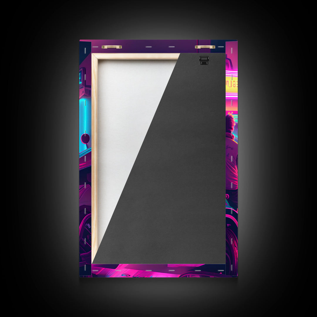 Game Room Decor, Framed Canvas Print, Synthwave Arcade, Boys Room, Gamer Gift, Gaming Wall Art, Video Game Posters, Teen Room