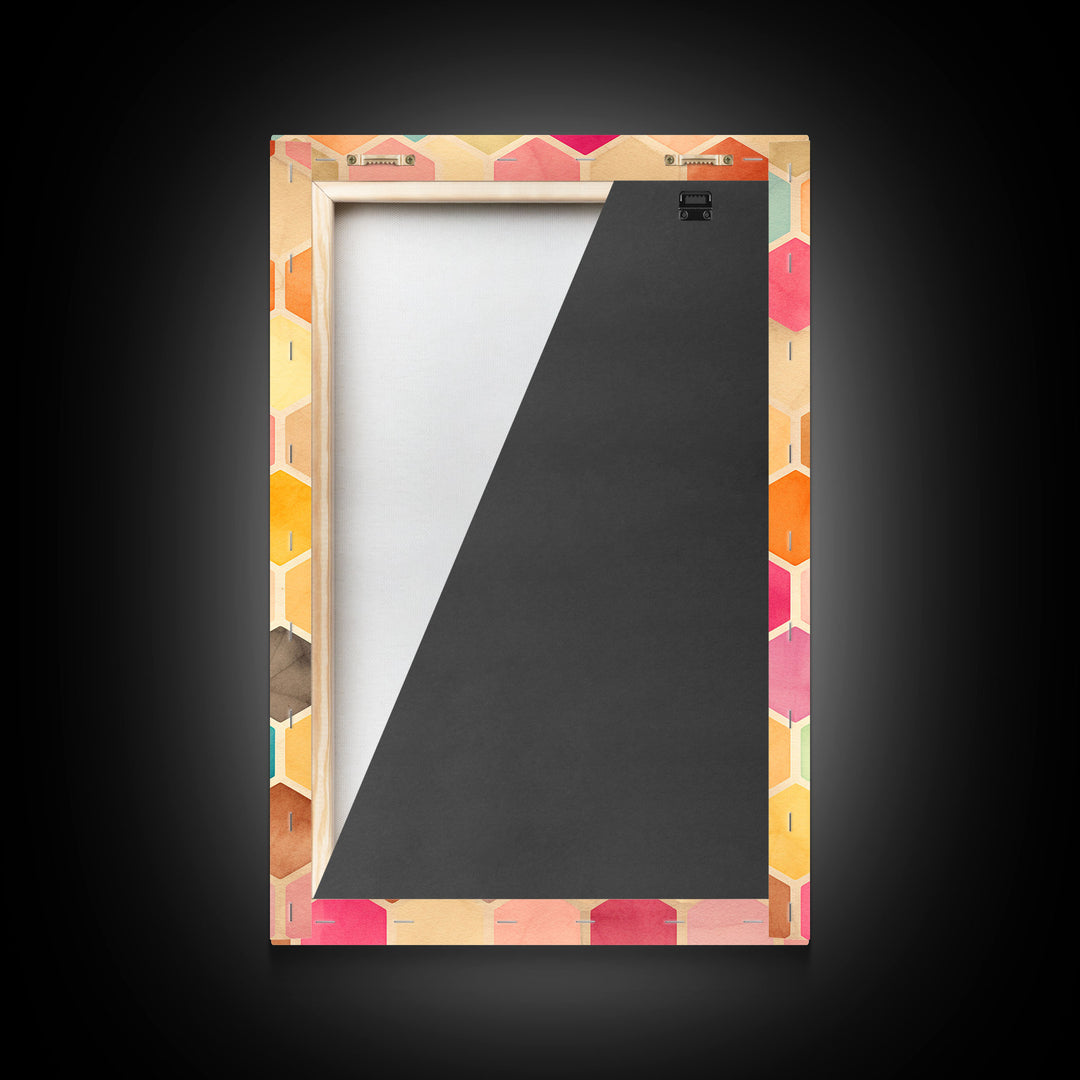 Hexagon Art, Mid Century Art Print, Framed Modern Art, Geometric Art, Mid Century Modern Wall Art, Colorful Art, MCM Style Canvas Art