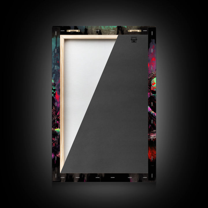 Death Metal Skeletons, Medieval Heavy Metal Undead Band Art, Framed Canvas Print, Unique Office Large Wall Art, Mancave Art