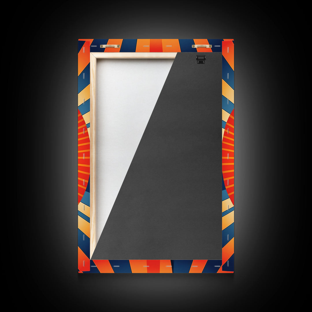 Portrait of a Geisha, Pop Art Style, Art Deco Sunburst, Framed Canvas Print