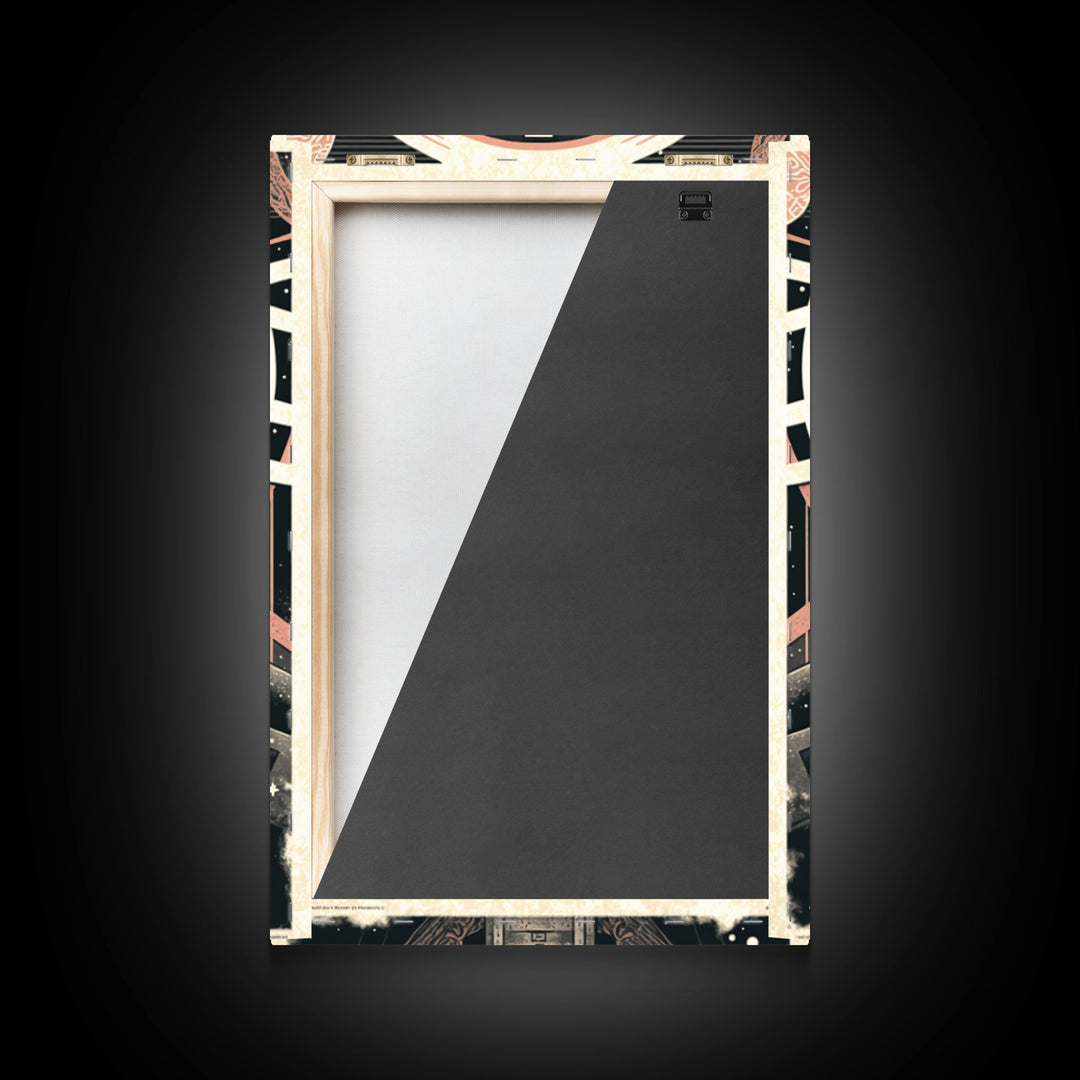 Grunge / Cyberpunk Odin, Norse Mythology, Wall Art, Framed Canvas Print, Futuristic Portrait of Odin