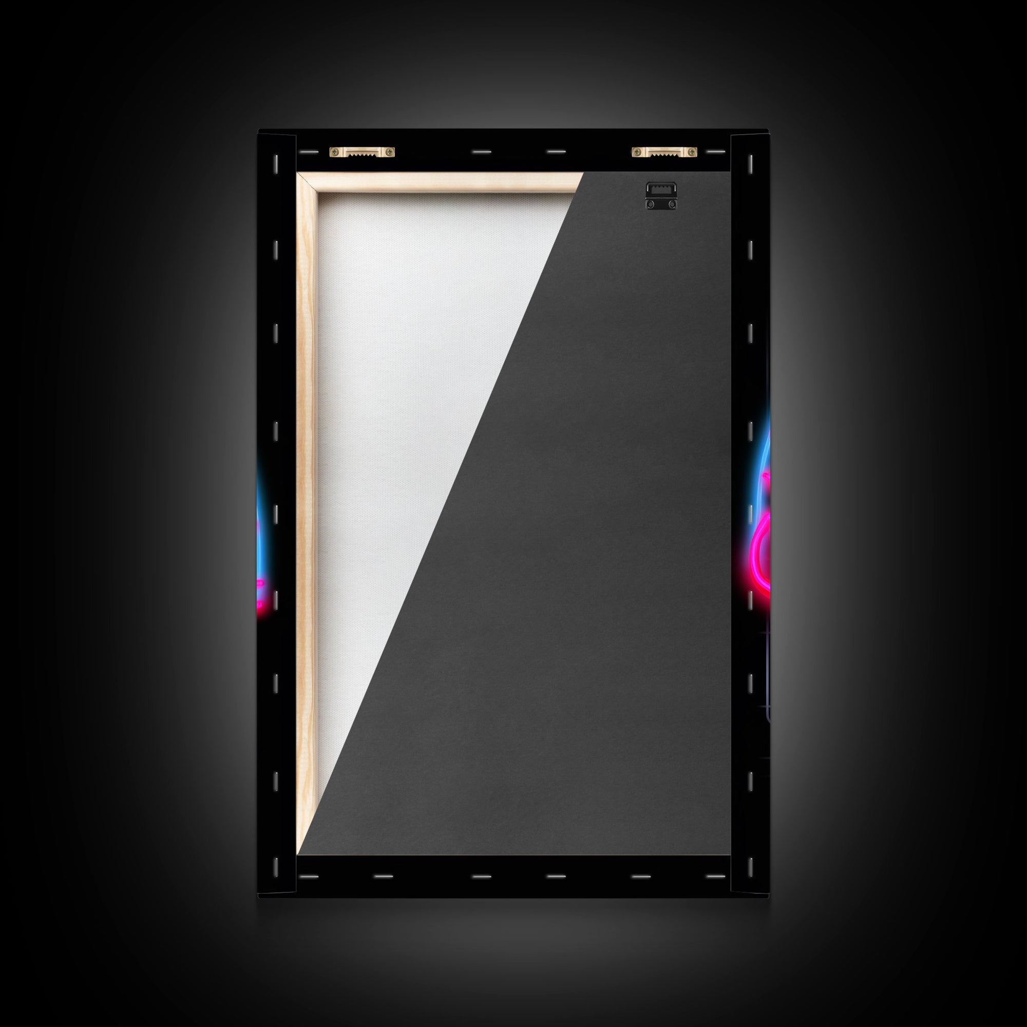 Neon Lights Folding Fan Wall Art, Line Art Print, Pink, Glowing Art, Minimalist Print, Wall Decor, Canvas Print, Wall Art, Framed Canvas