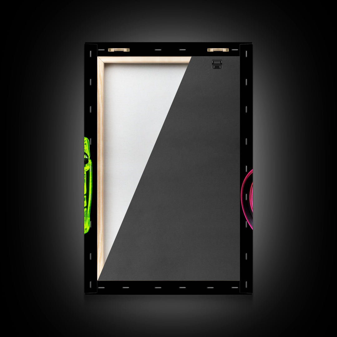 Neon Green Camera Wall Art, Neon Wall Decor, Photography Art,  Minimalist Print, Wall Decor, Canvas Print, Wall Art, Framed Canvas