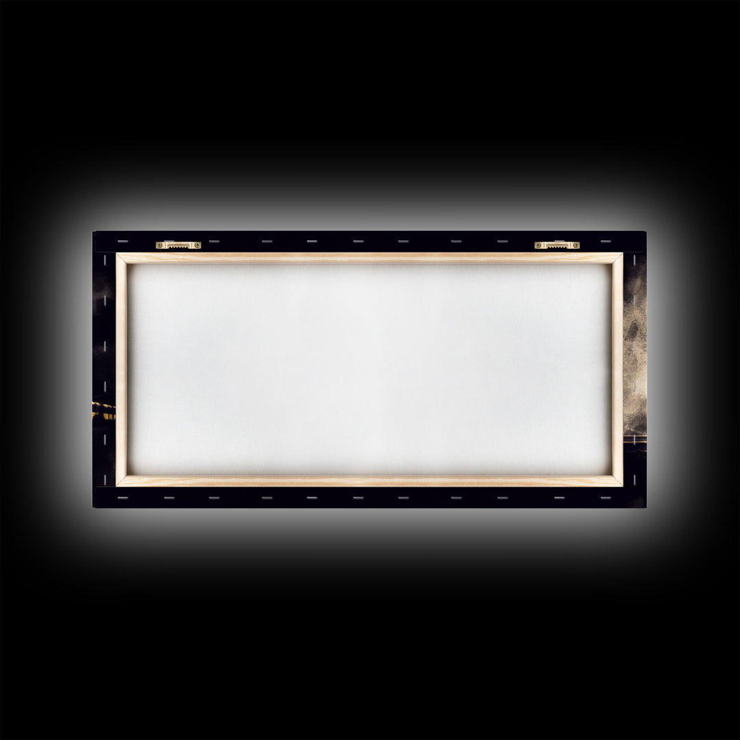 Black Yellow Locomotive Wall Decor, Railroad Wall Decor, Railway Wall Art, Panoramic Wall Decor, Canvas Print, Wall Art, Framed Canvas Art