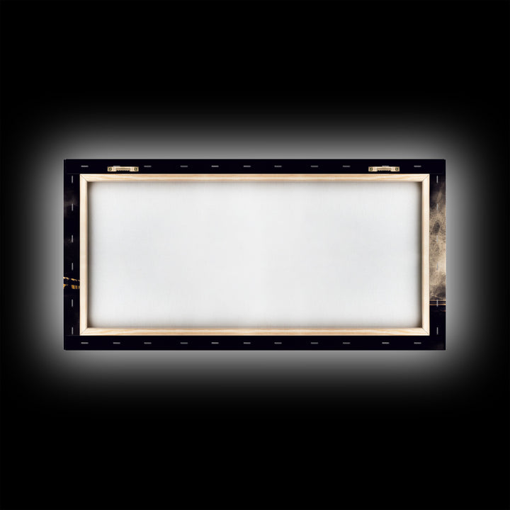 Black Yellow Locomotive Wall Decor, Railroad Wall Decor, Railway Wall Art, Panoramic Wall Decor, Canvas Print, Wall Art, Framed Canvas Art