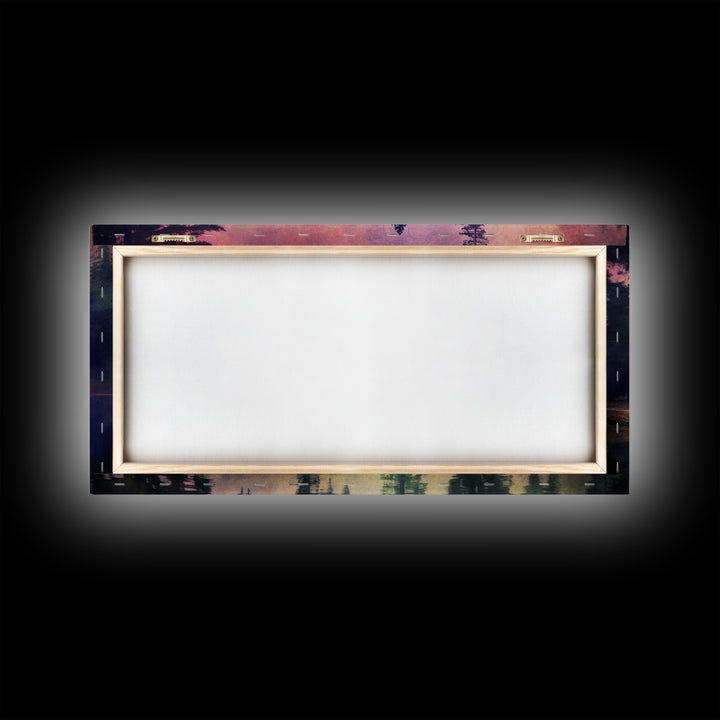 Foggy Landscape Wall Art, Reflection River Wall Decor, Misty Lake Art, Panoramic Wall Decor, Canvas Print, Wall Art, Framed Canvas Art