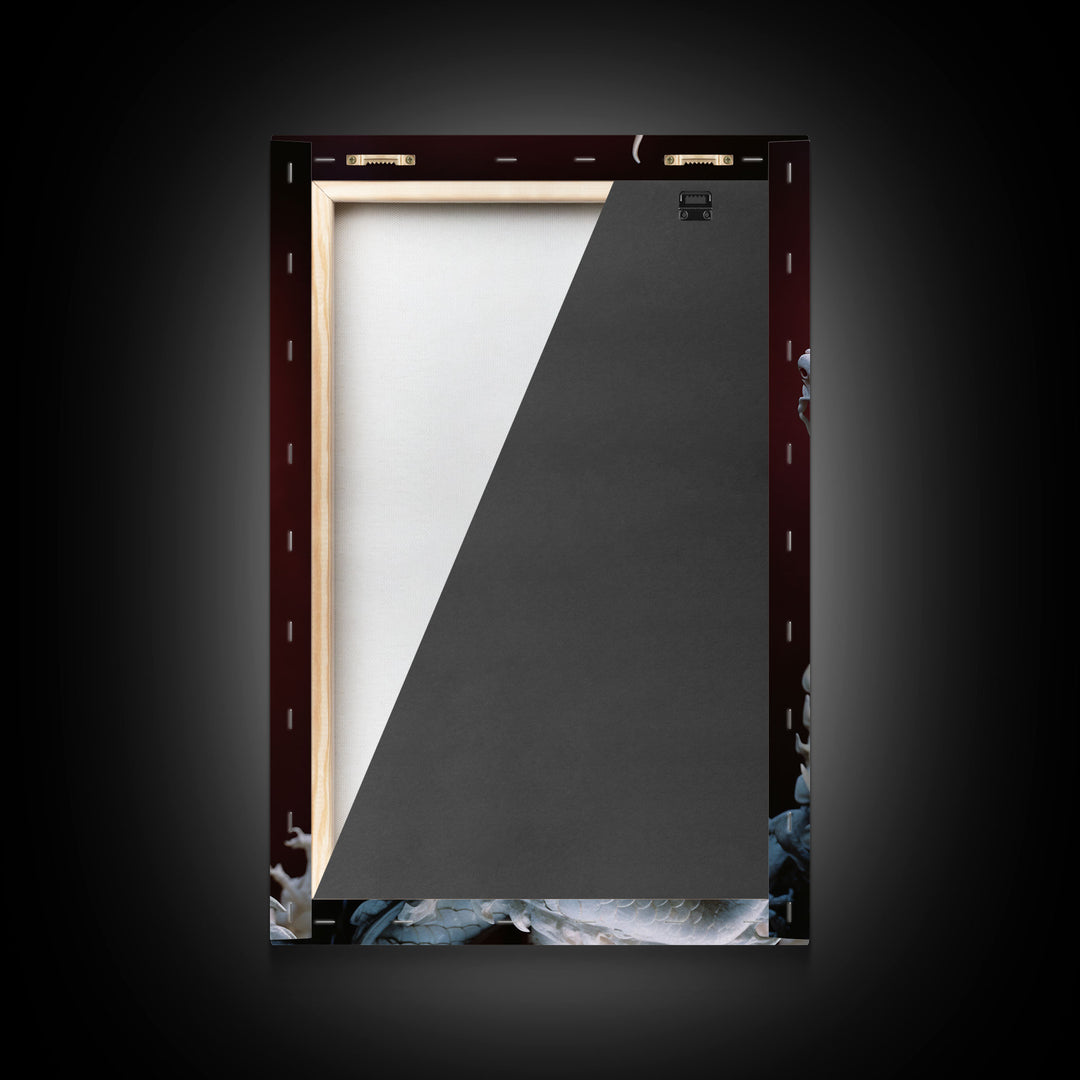 Dragon Art, Sculpture Wall Art, Asian Decor, Canvas Print, Wall Art, Vertical Print, Gift For Couples, Dorm Room Art, Living Room Prints